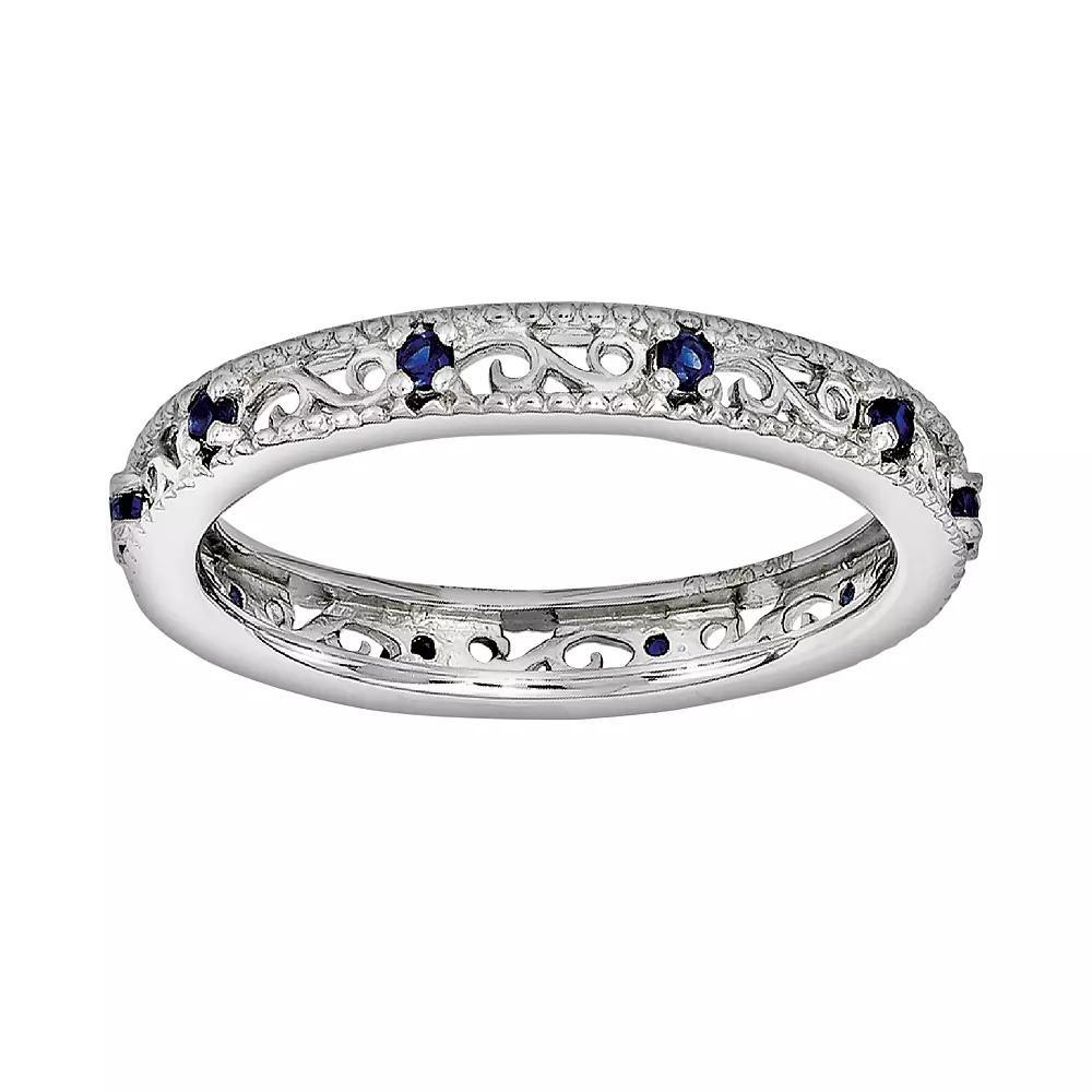 Stacks & Stones Sterling Silver Lab-Created Sapphire Stack Ring, Women's, Size: 7, Blue Product Image