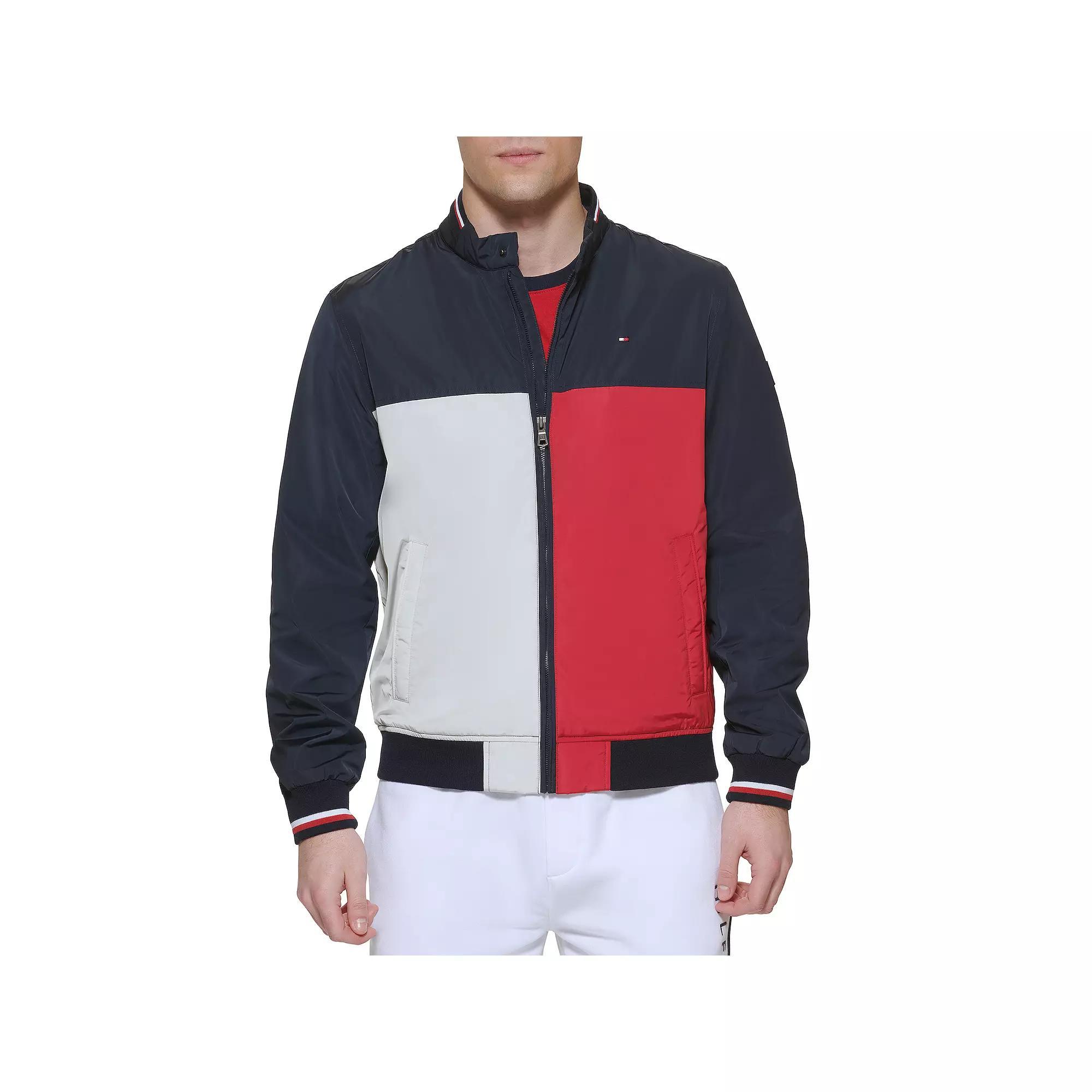 Men's Tommy Hilfiger Bomber Jacket, Size: XL, Black Red Combo Product Image