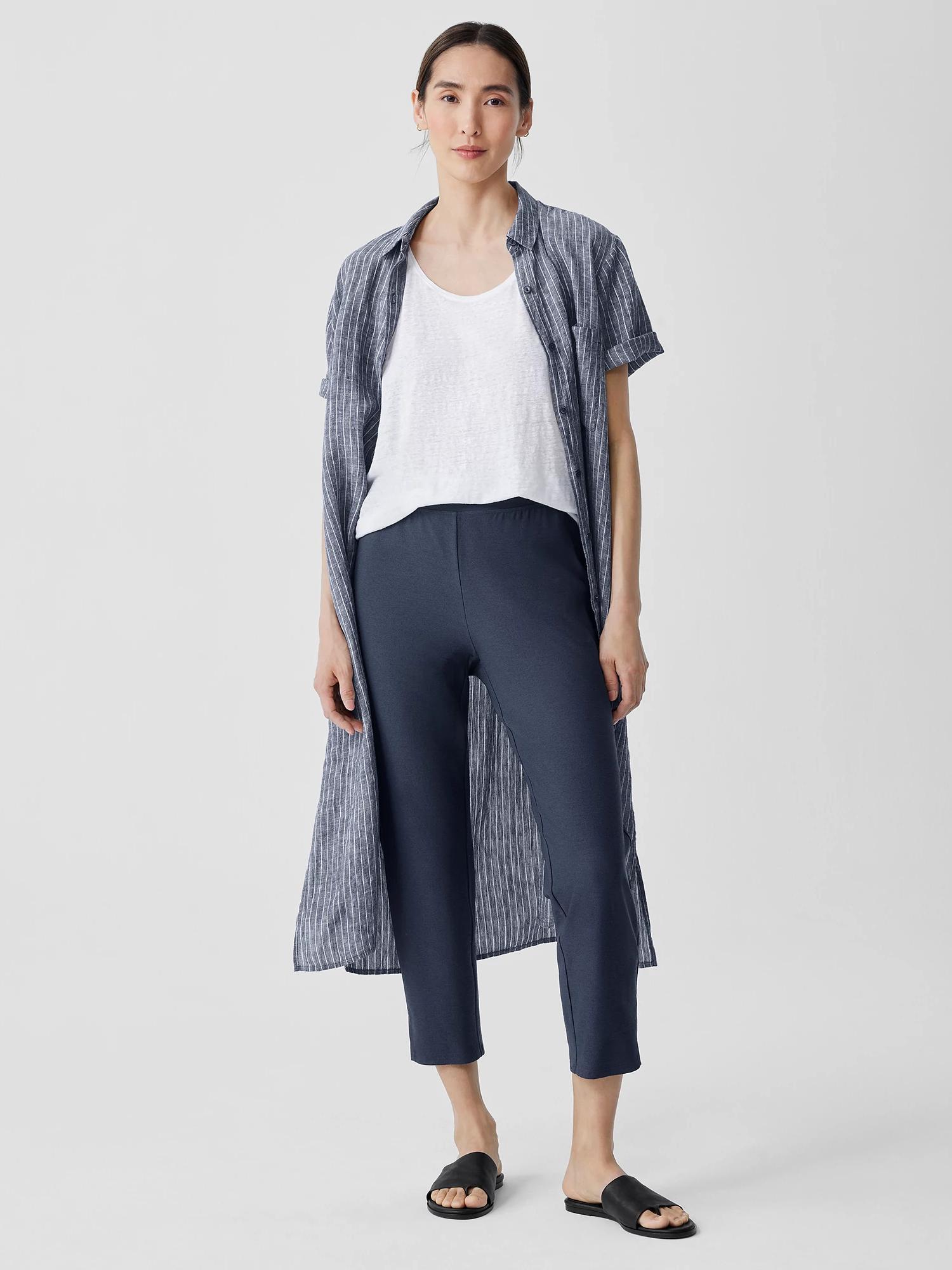EILEEN FISHER Washable Stretch Crepe Pant with Slitsfemale Product Image
