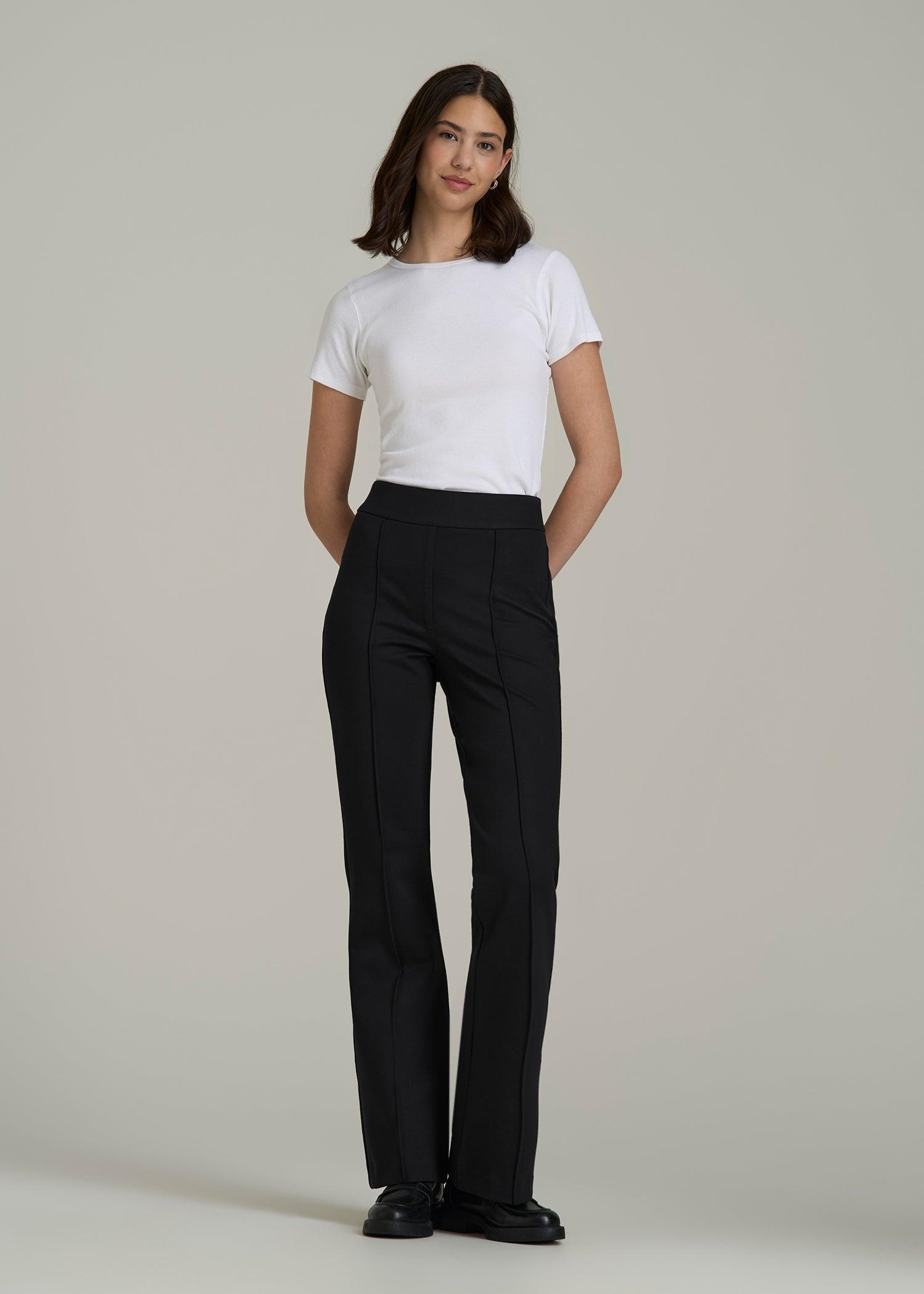 SoftFlex Ponte Pull On Flare Pants for Tall Women in Black Product Image
