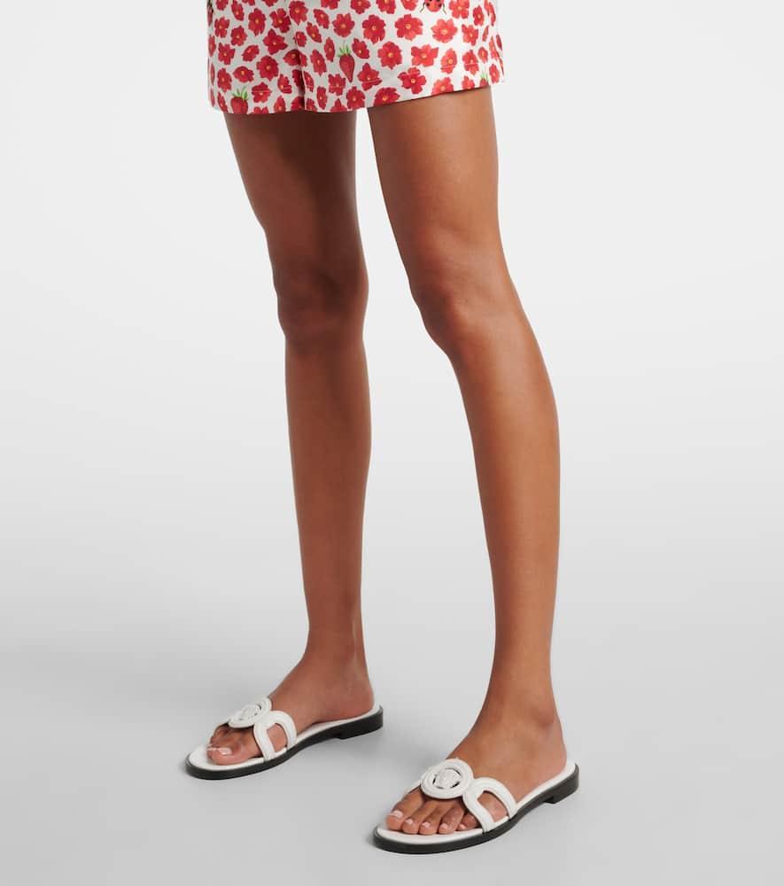 VERSACE Medusa Leather Flat Slide Sandals In White Product Image