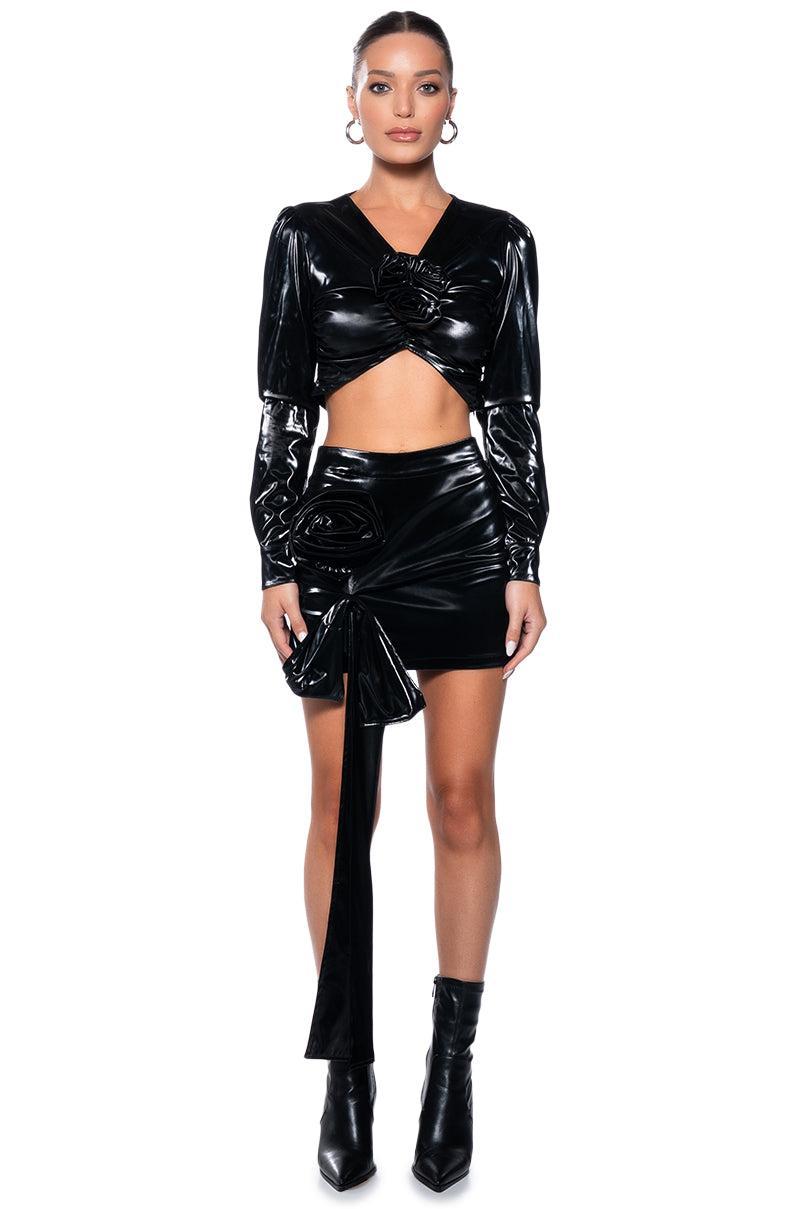 TATIANA LIQUID VELVET ROSETTE CROP TOP Product Image