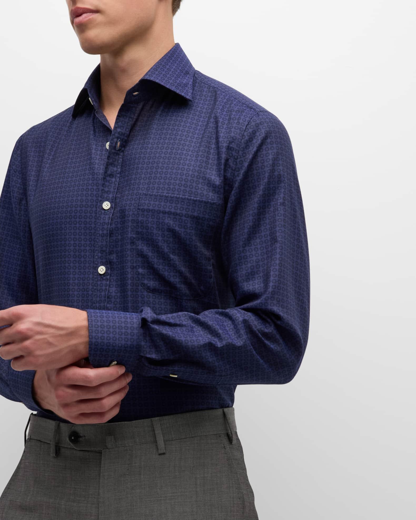 Men's Tonal Geometric Cotton Sport Shirt Product Image
