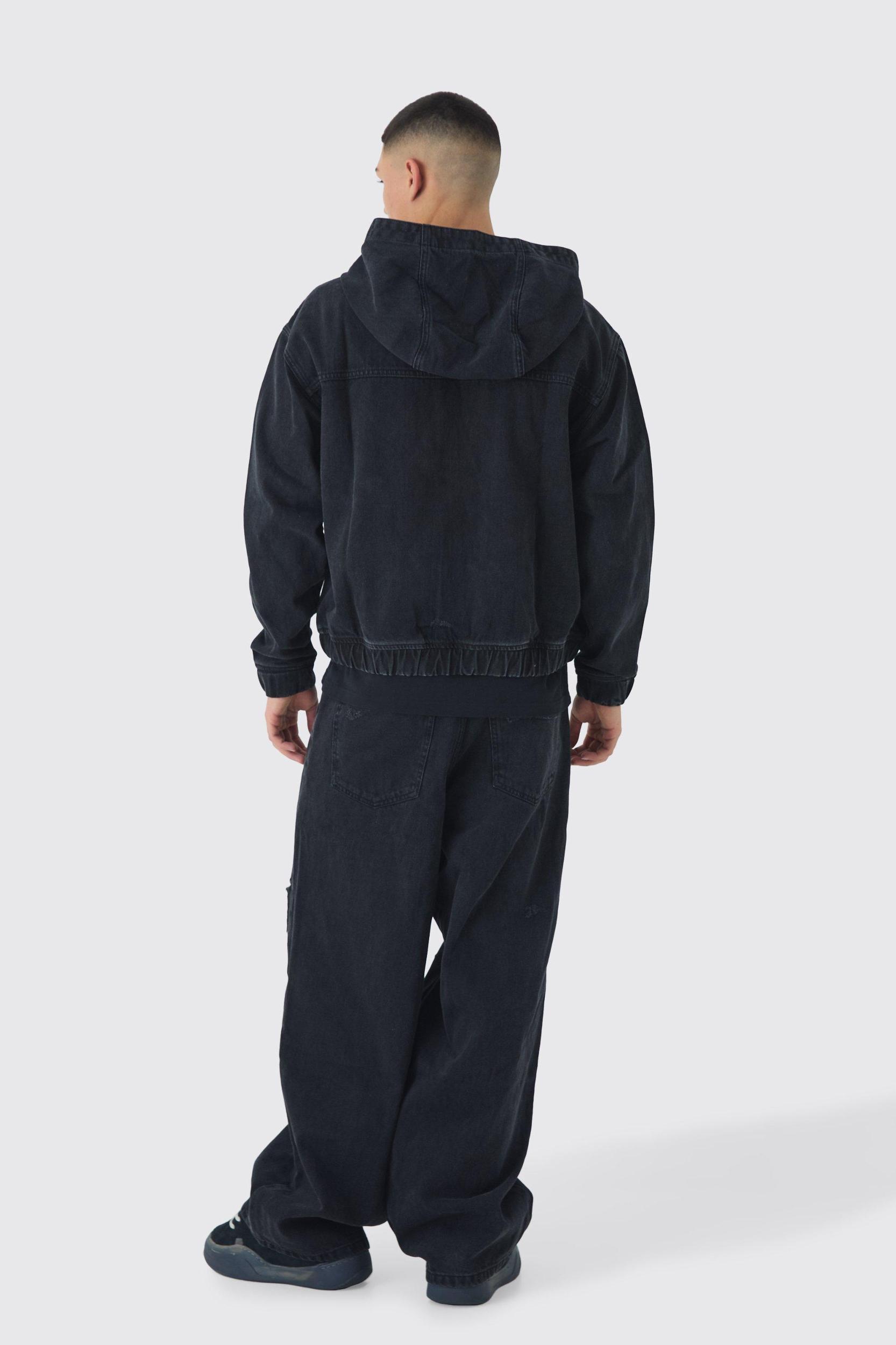 Baggy Rigid Cross Applique Denim Jeans | boohooMAN USA Product Image