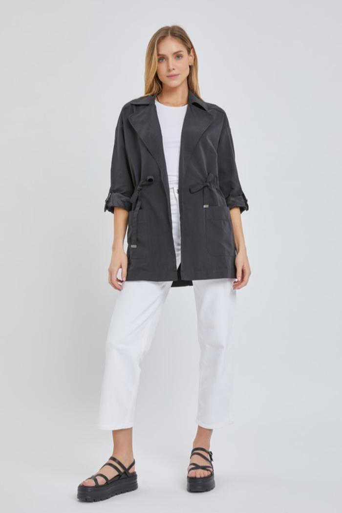Trench Jacket w/ Waist Drawstring Product Image