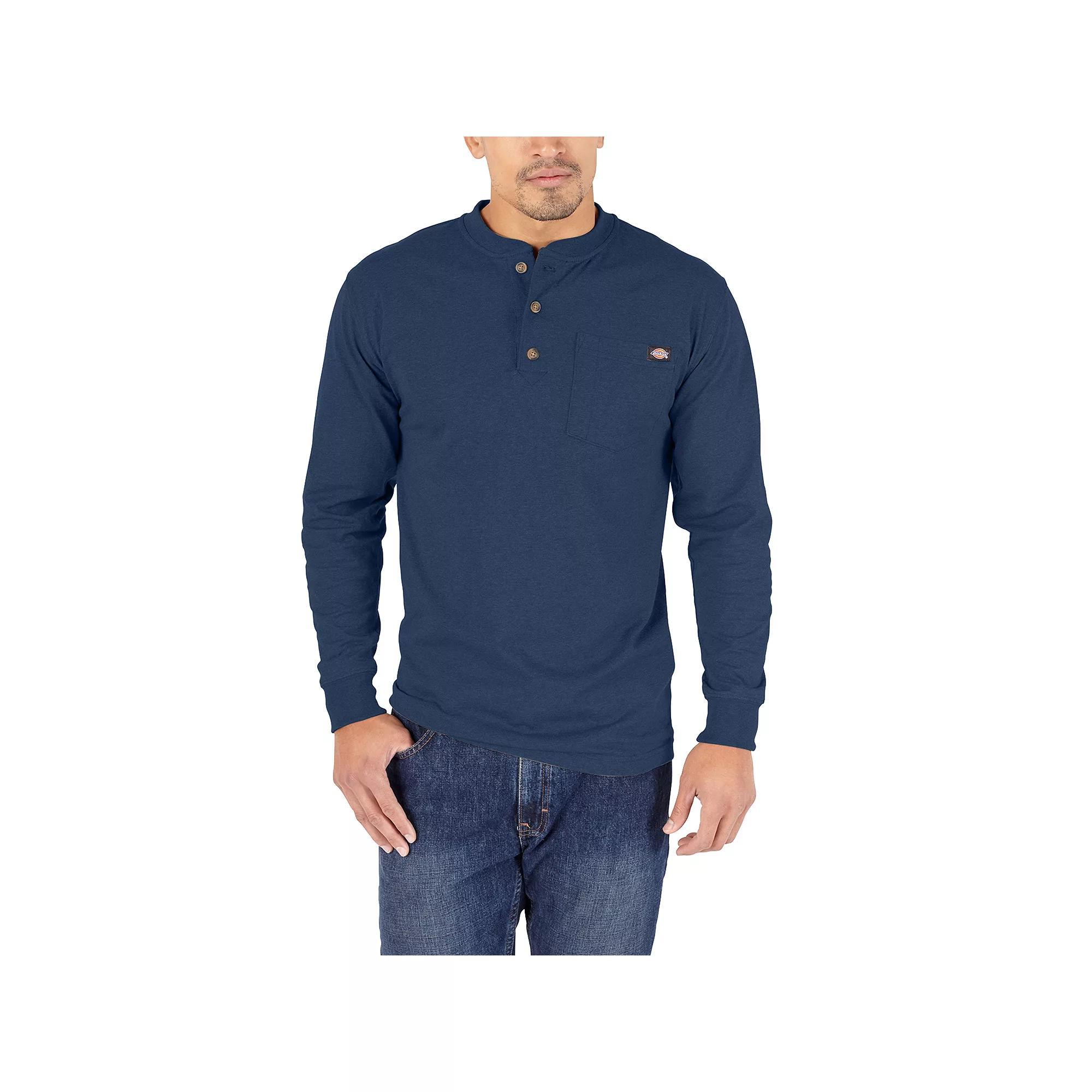 Men's Dickies Wordmark Graphic Long Sleeve Tee, Size: Small, Black Iris Product Image