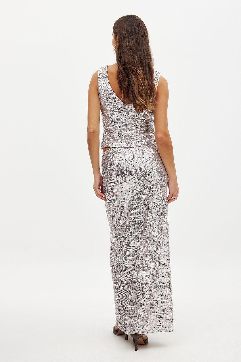 Wavy Sequin Midi Skirt Product Image