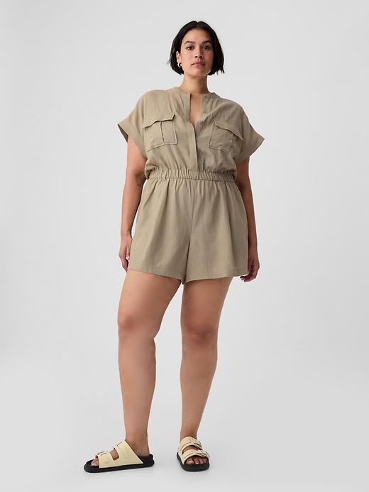 Linen-Blend Utility Romper Product Image