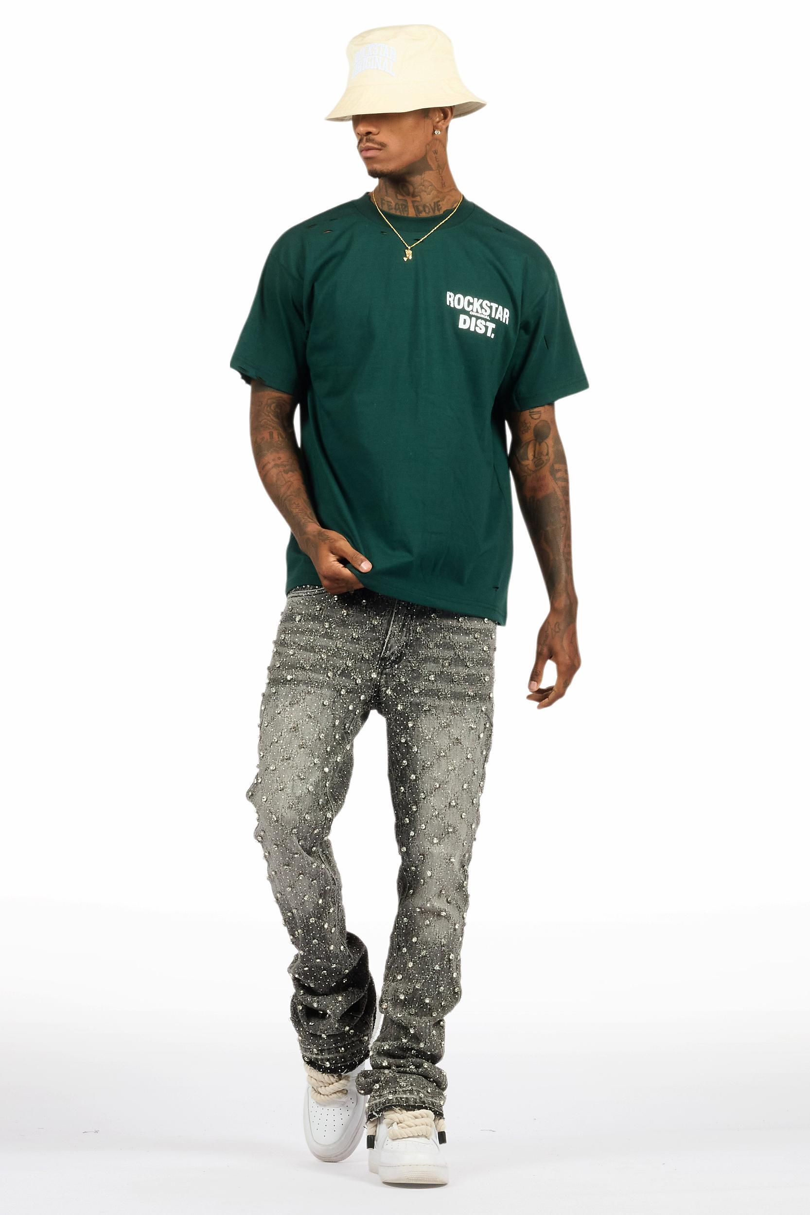 Glit Grey Rhinestone Stacked Flare Jean Male Product Image