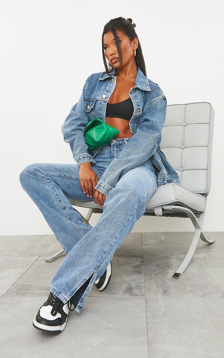 PRETTYLITTLETHING Vintage Wash Oversized Boyfriend Denim Jacket Product Image
