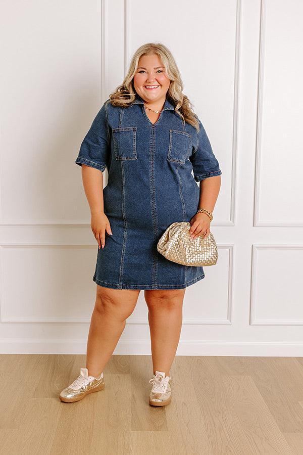 Darling Moment Denim Mini Dress Curves Product Image