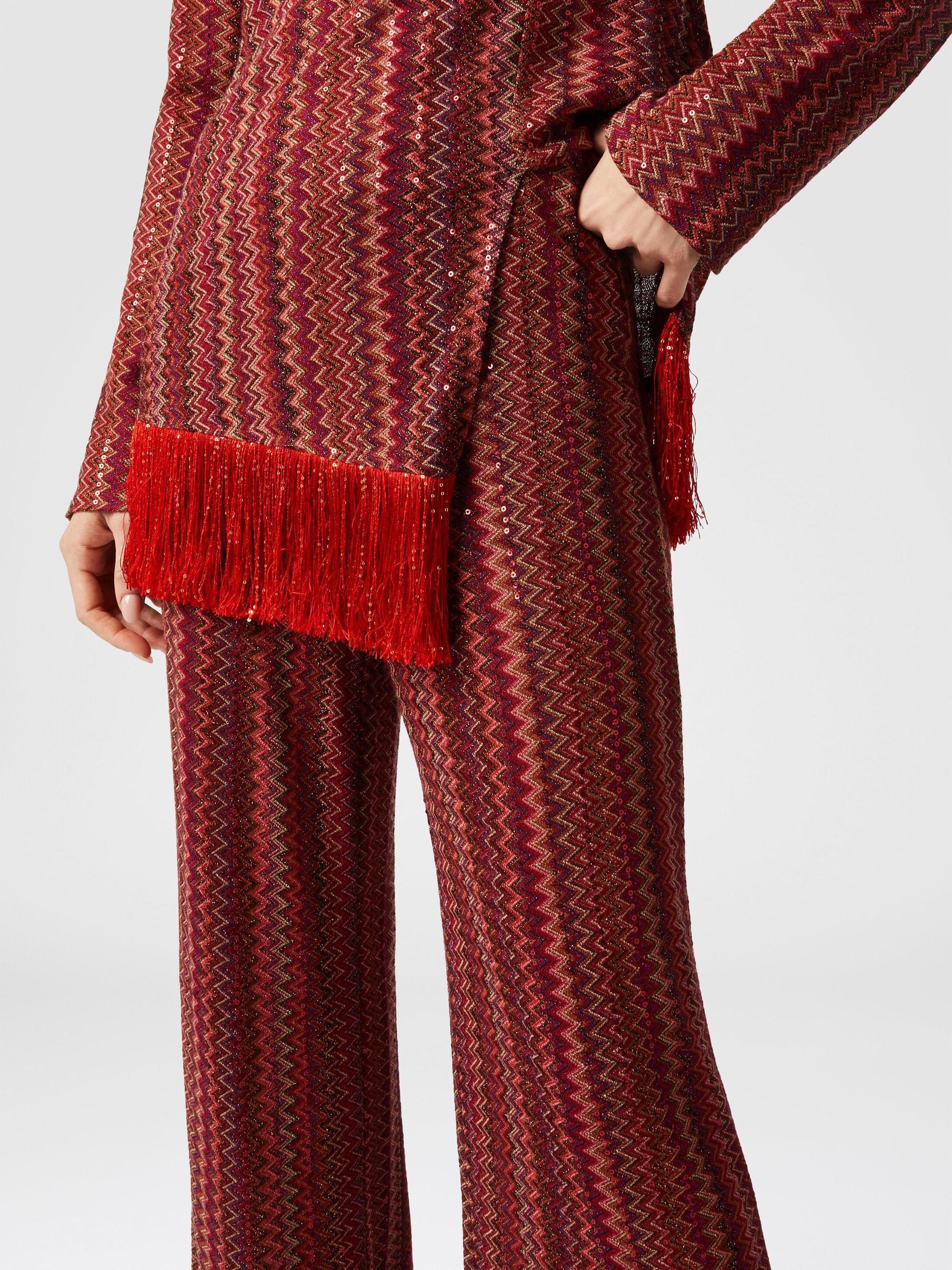 Flare trousers in zigzag viscose blend with sequins Product Image