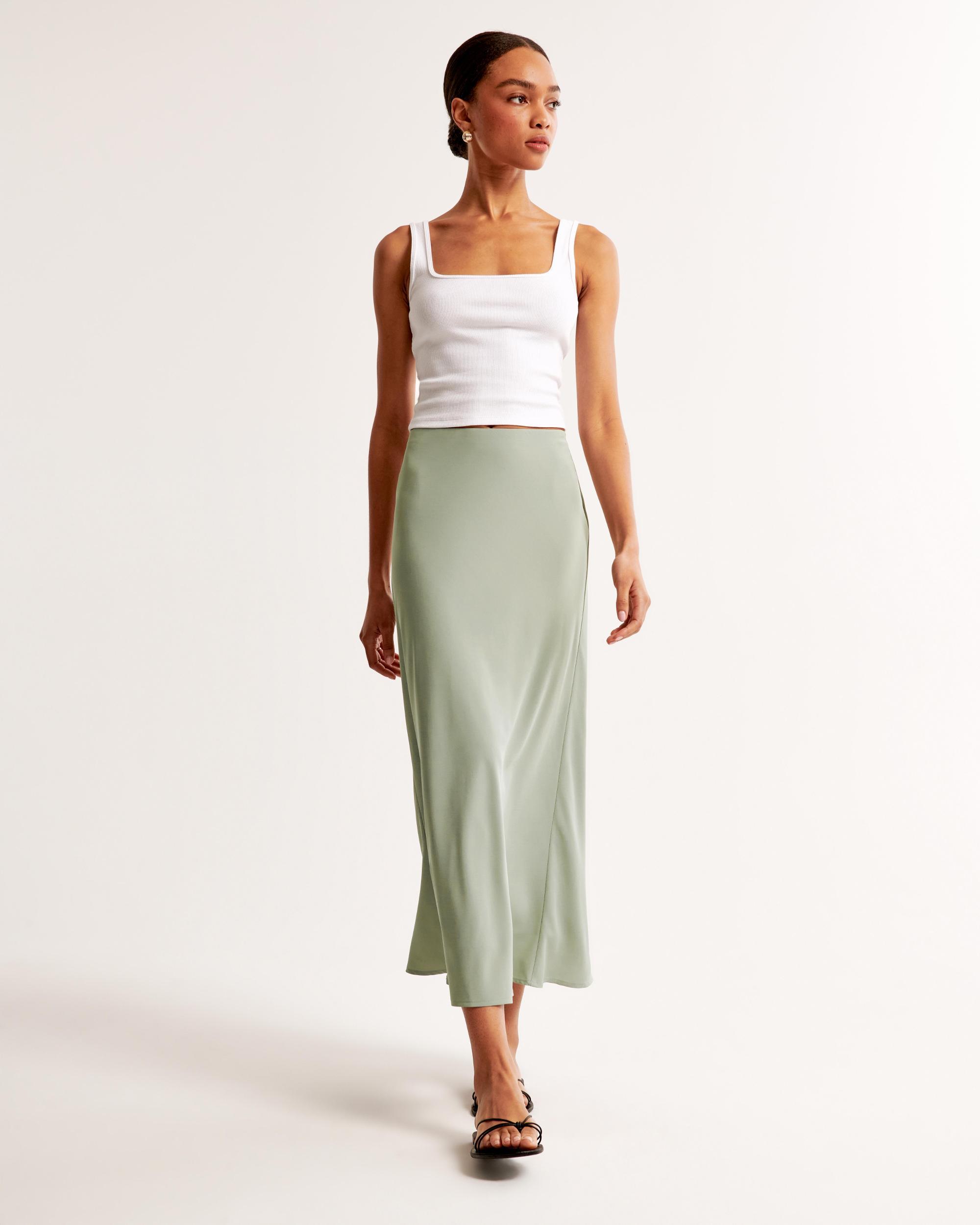 Mid Rise Satin Maxi Skirt Product Image