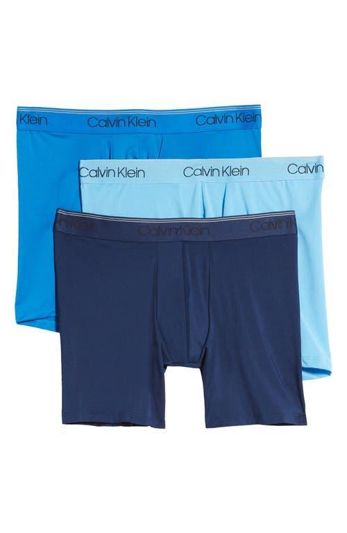 Men's Calvin Klein 3-Pack Microfiber Stretch Boxer Briefs, Size: 2XL, Black Convoy Red Gala Product Image