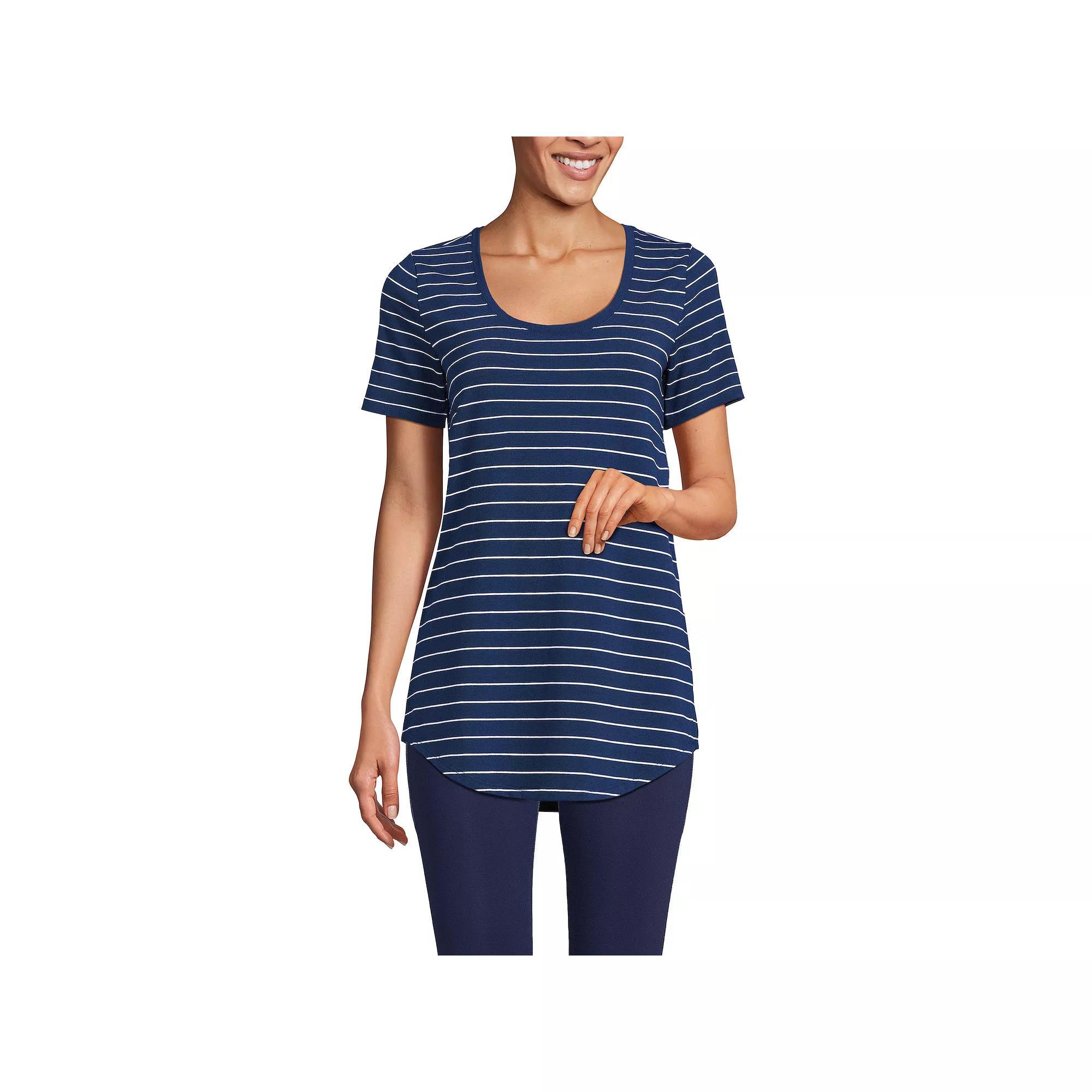 Petite Lands' End Short Sleeve Power Performance Tunic T-Shirt, Women's, Size: Medium Petite, Soft  Blue Product Image