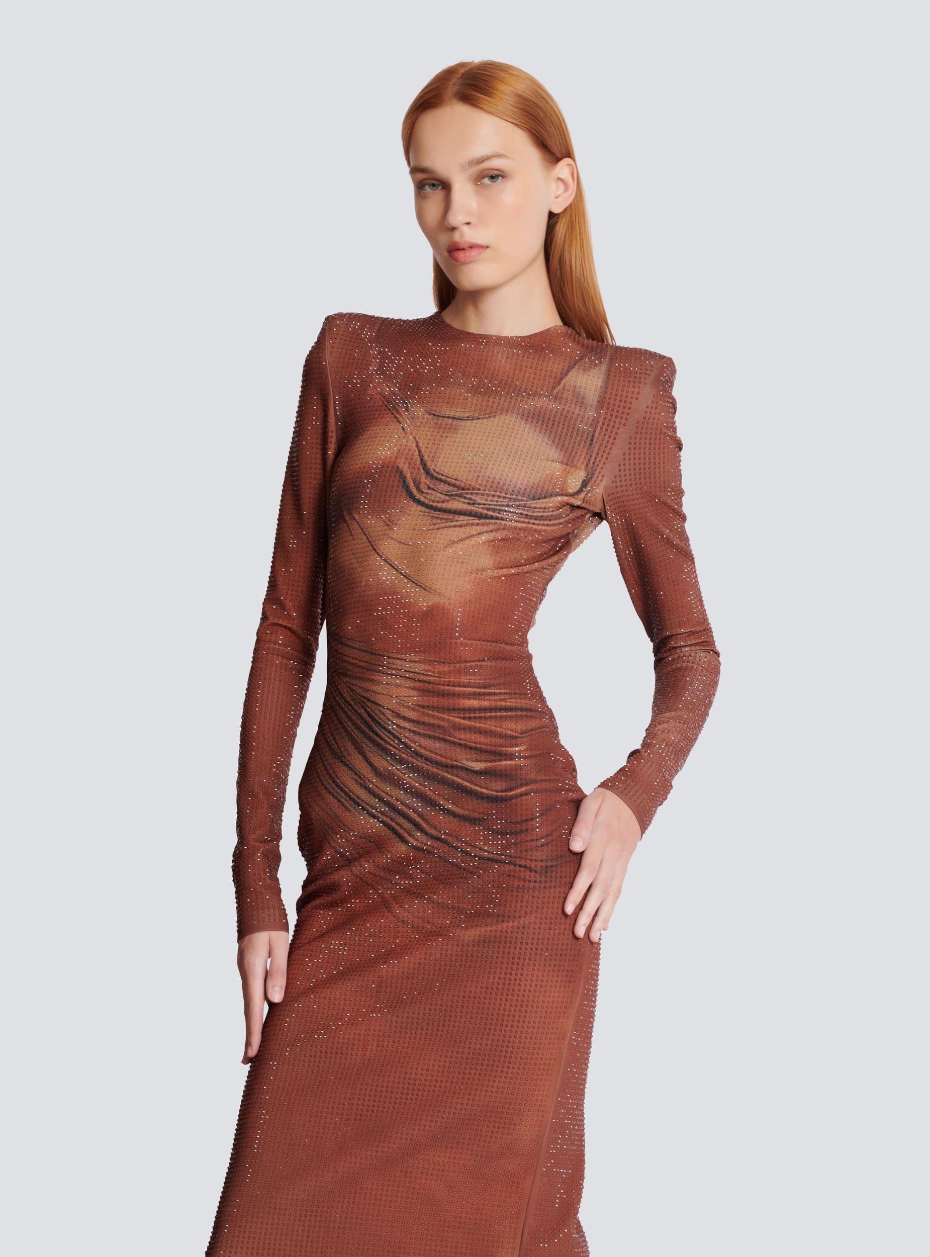 Printed long rhinestone dress Product Image