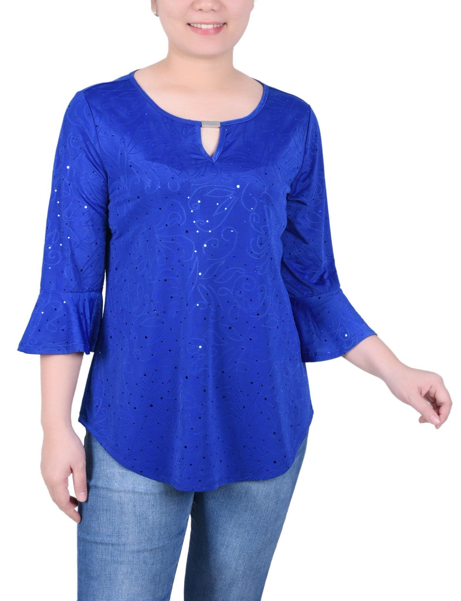 3/4 Length Bell Sleeve Top - Petite Product Image