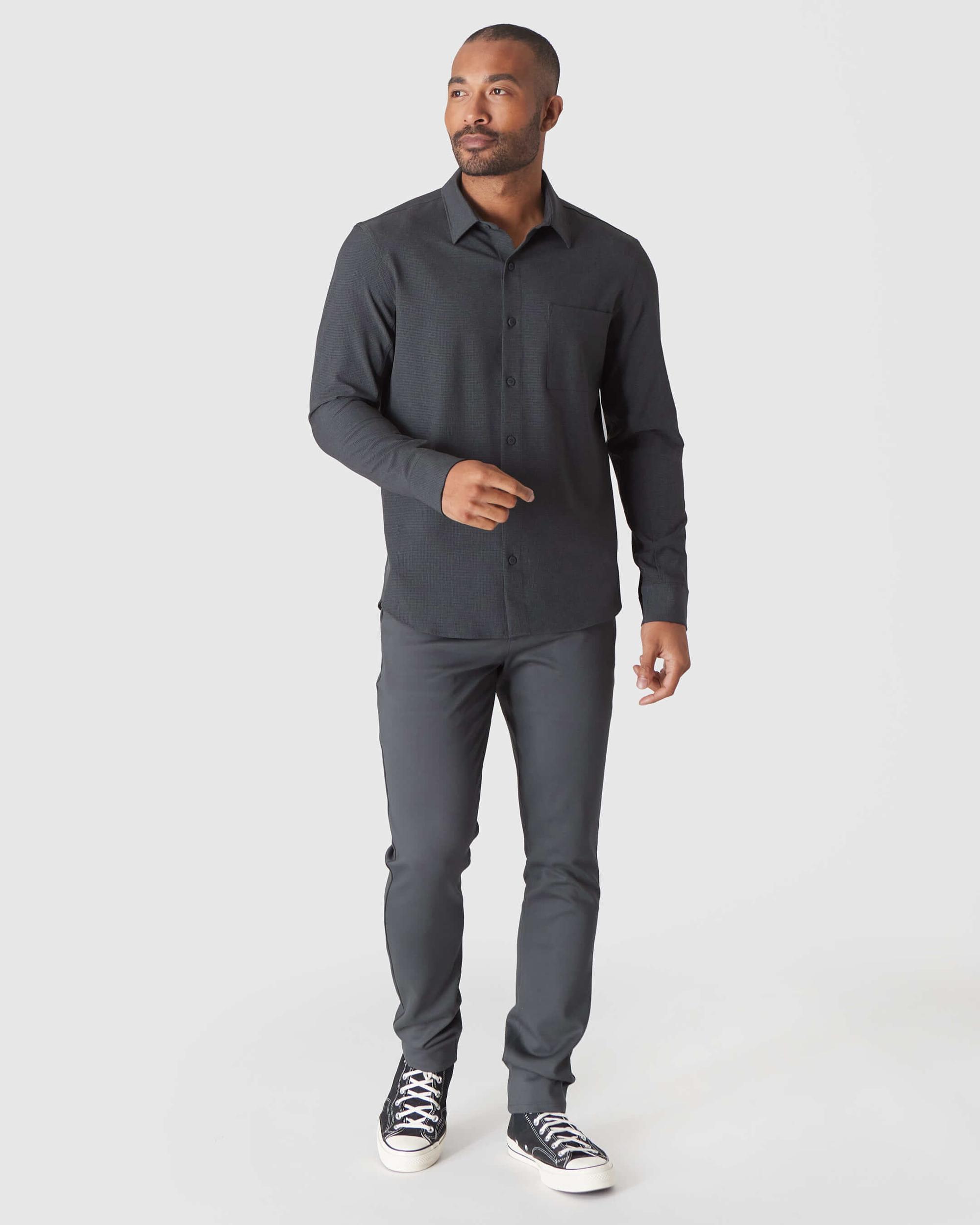 Charcoal Heather Gray Long Sleeve Ripstop Commuter Shirt Product Image