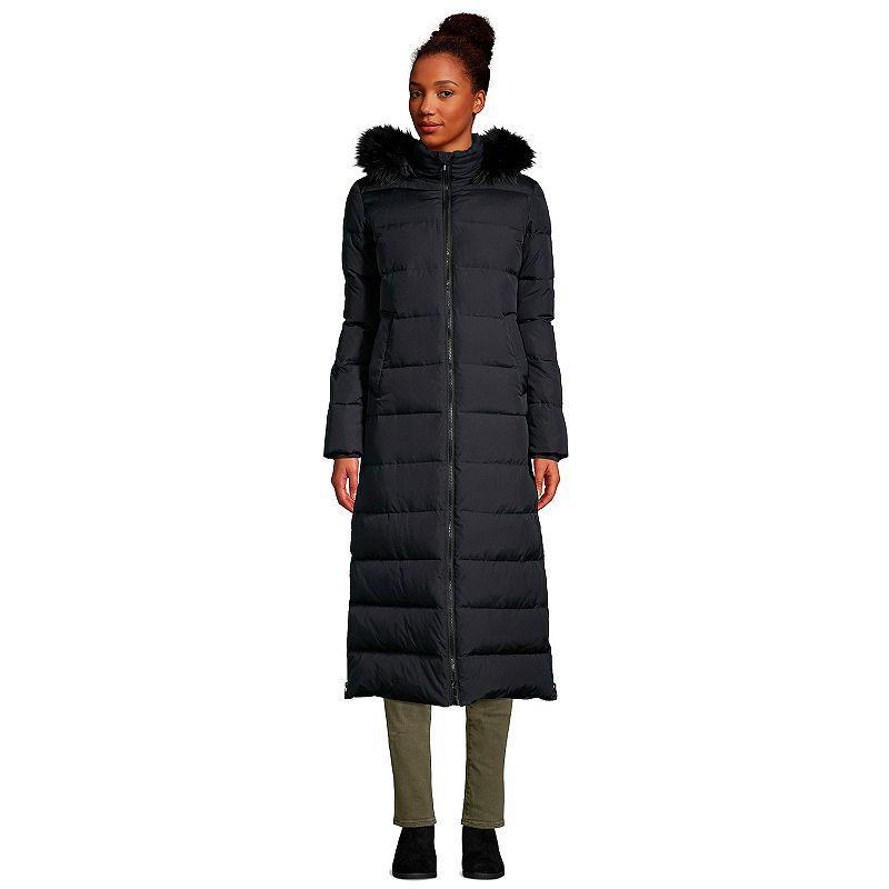 Womens Lands End Faux-Fur Hood Quilted Long Down Winter Coat Product Image