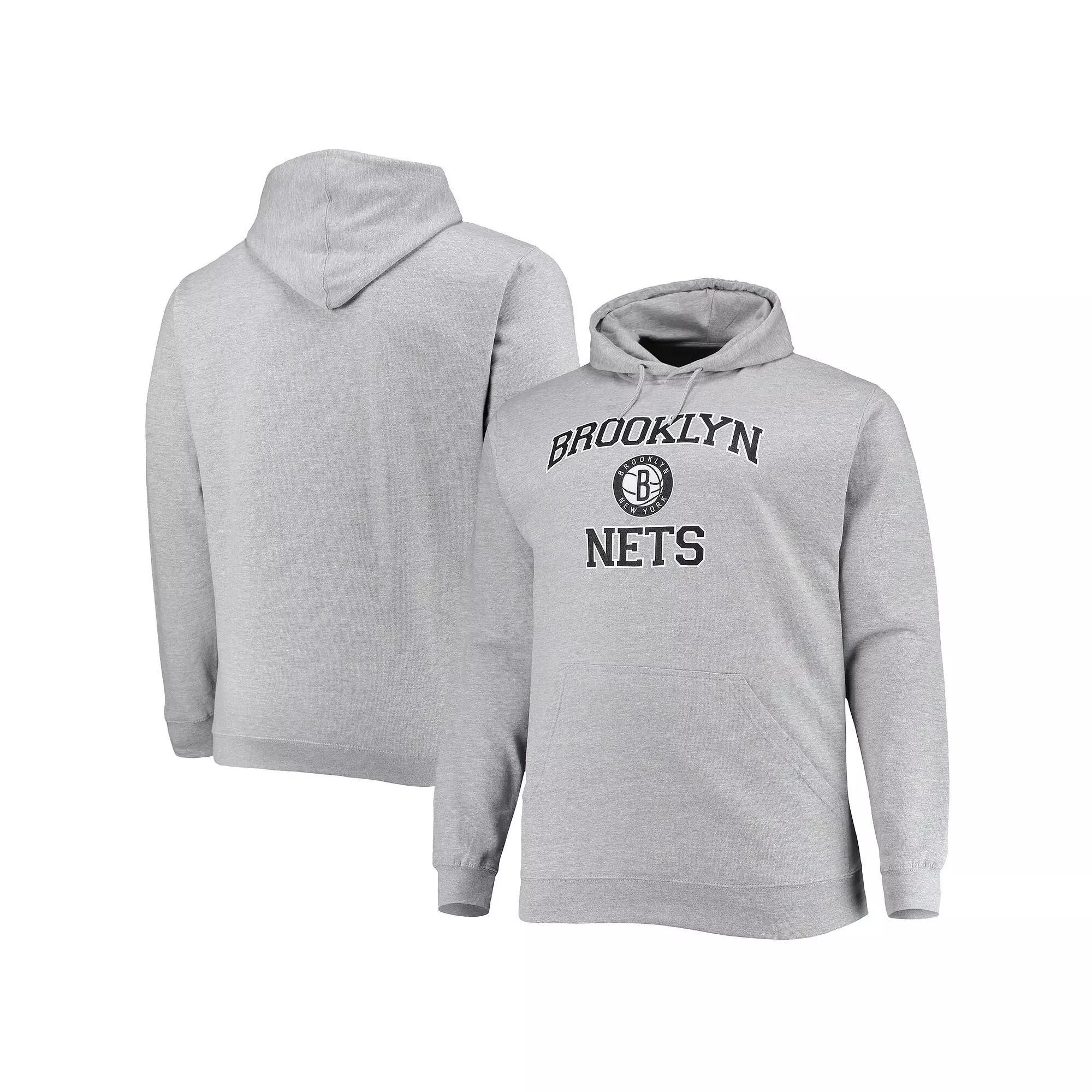Men's Heathered Gray Brooklyn Nets Big & Tall Heart & Soul Pullover Hoodie, Size: 2XB, Grey Product Image