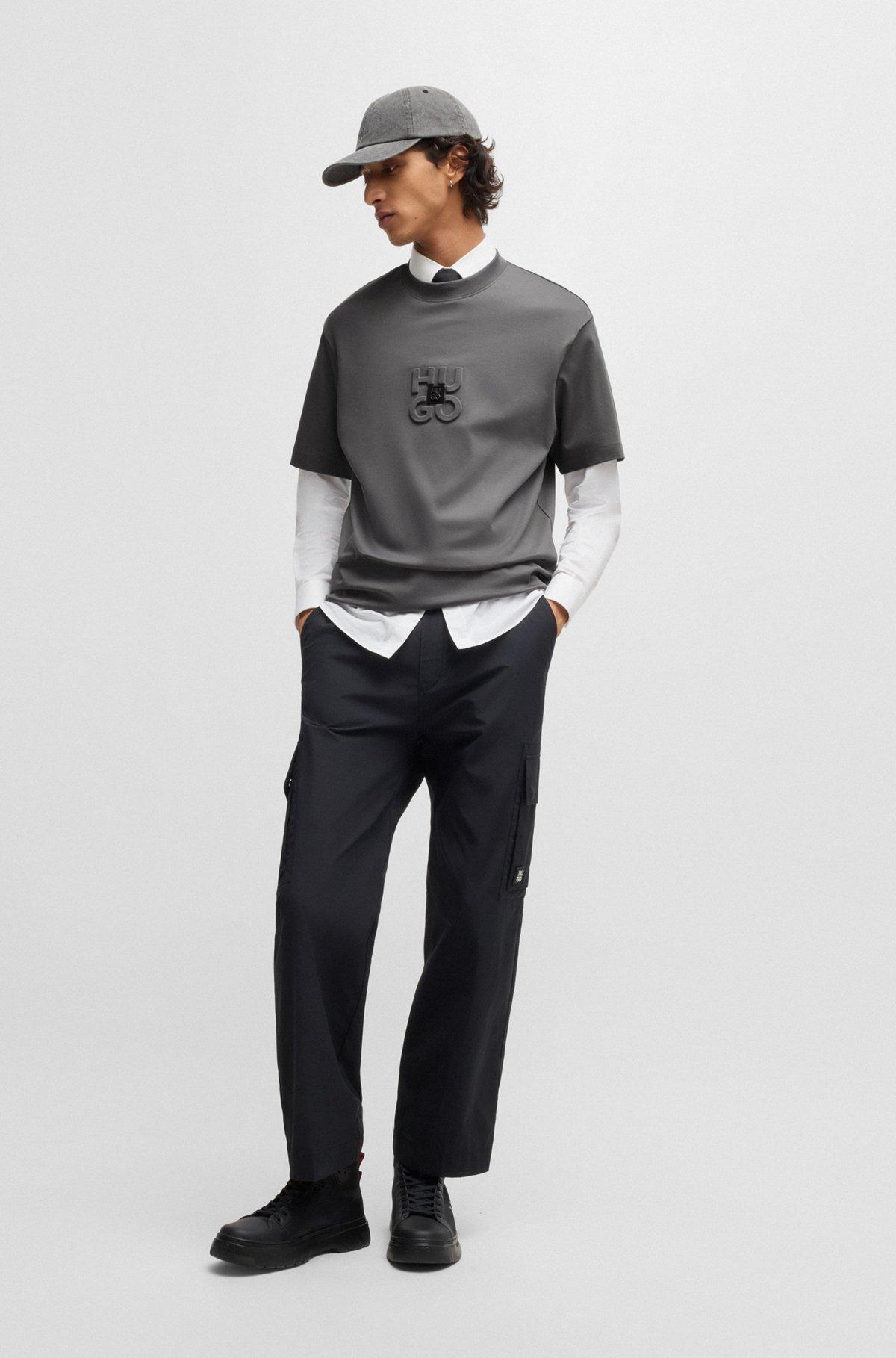 Interlock-cotton T-shirt with stacked logos Product Image