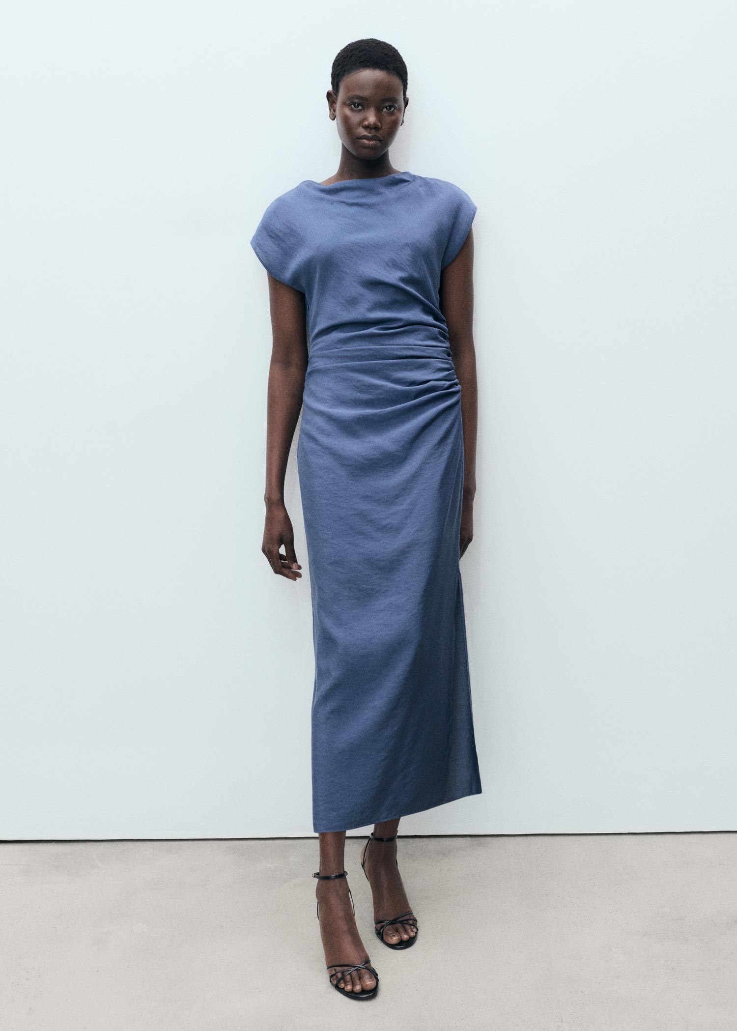 Draped straight dress - Women | MANGO USA Product Image