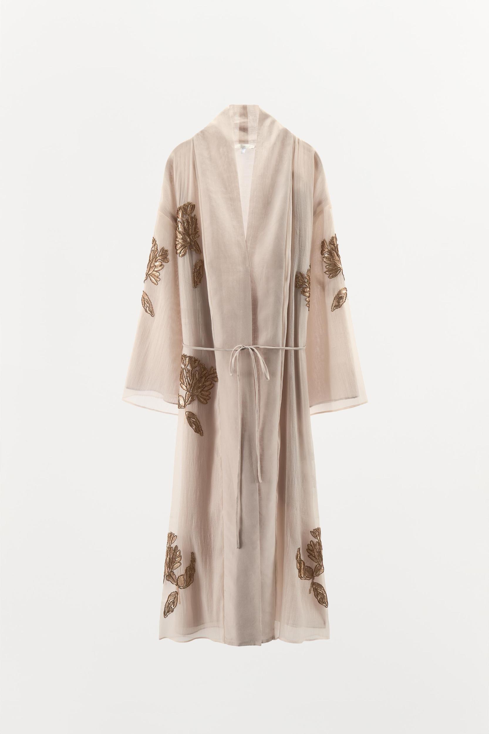 SILK KIMONO WITH EMBROIDERY AND BEADS Product Image