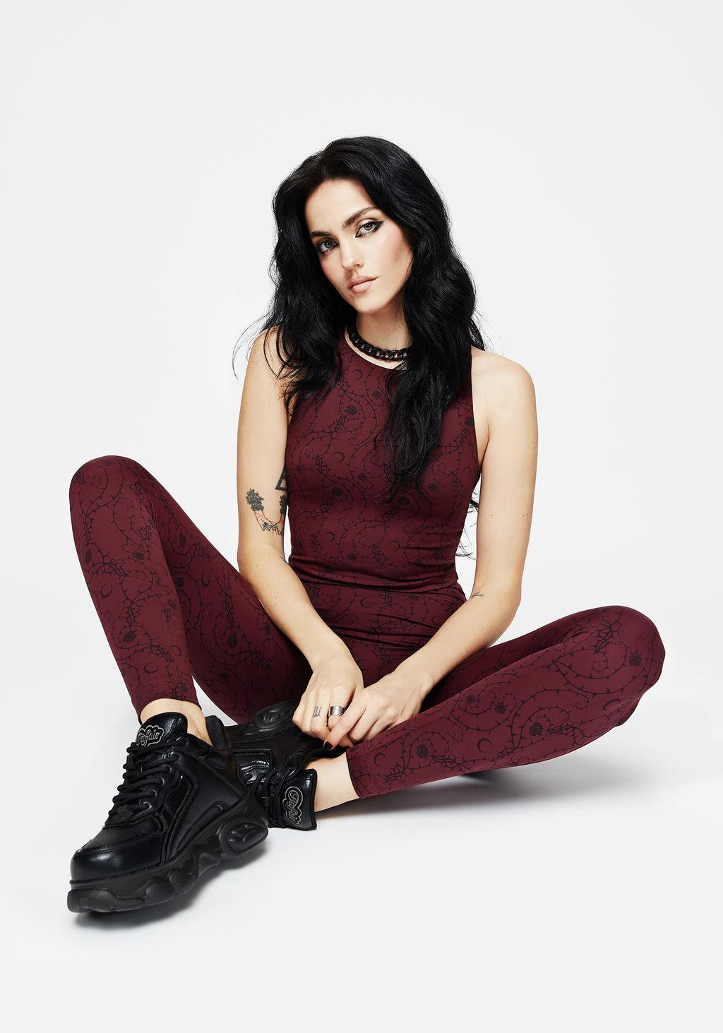Rosethorn Floral Print Athleisure Sports Leggings Product Image