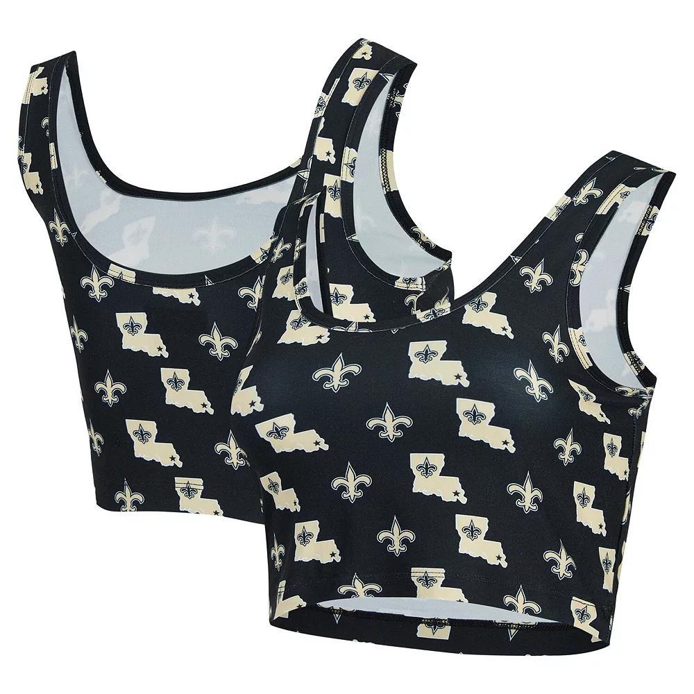 Women's Concepts Sport Black New Orleans Saints Record Allover Print Bralette, Size: Small Product Image