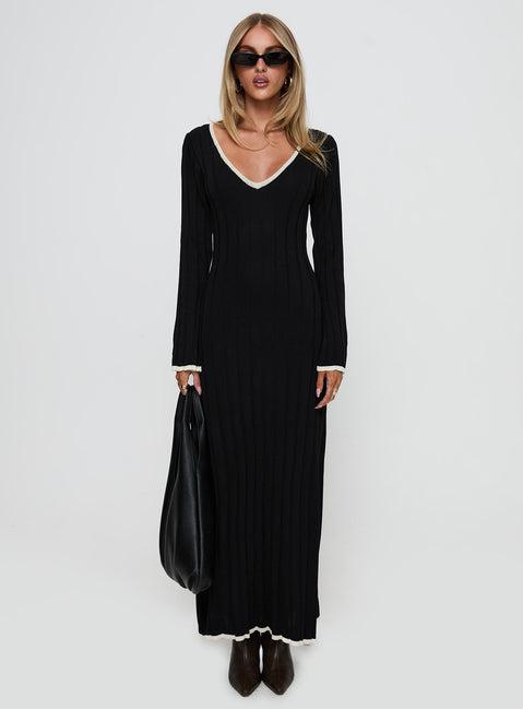 Claira Long Sleeve Maxi Dress Black Product Image