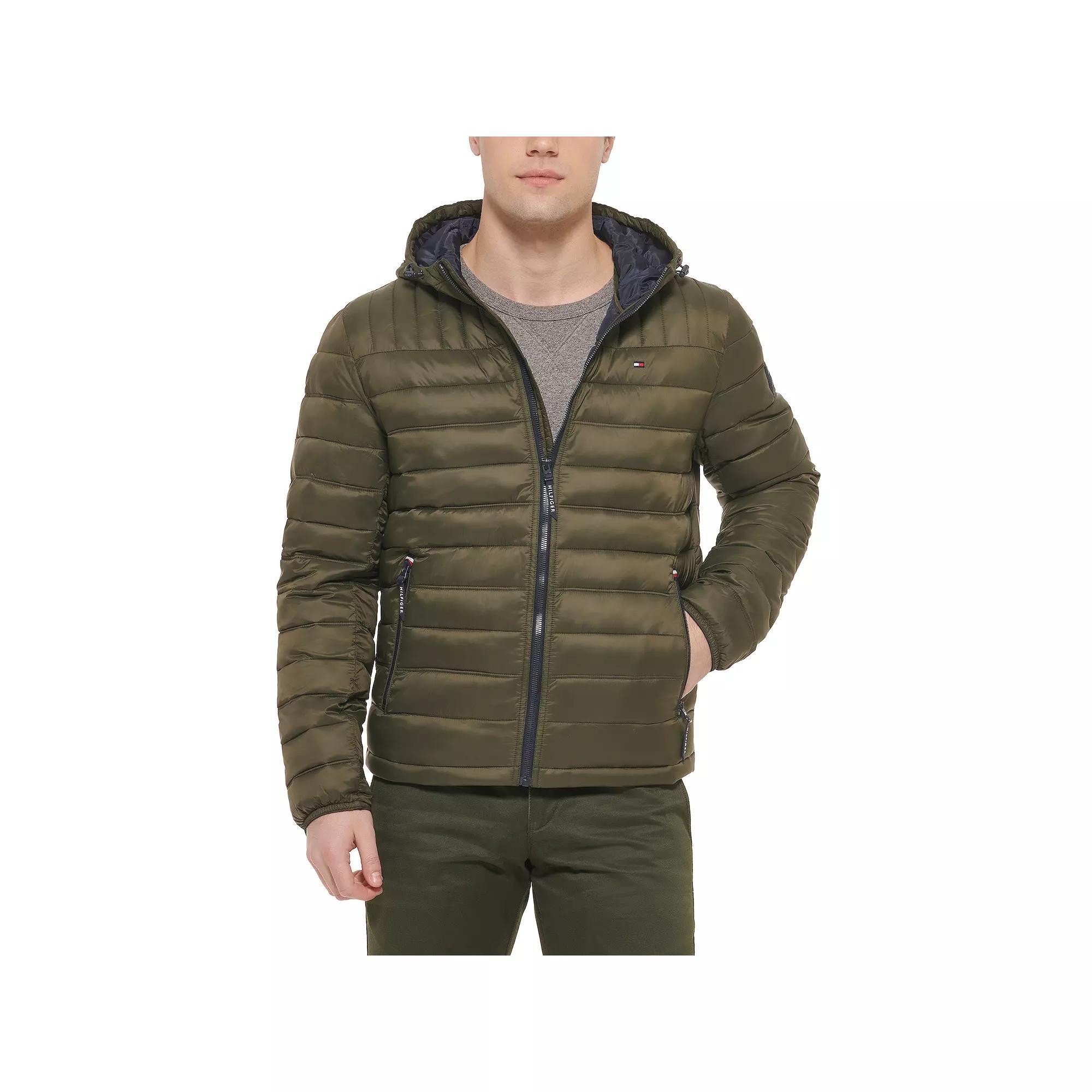 Men's Tommy Hilfiger Hooded Puffer Jacket, Size: XXL, Green Product Image