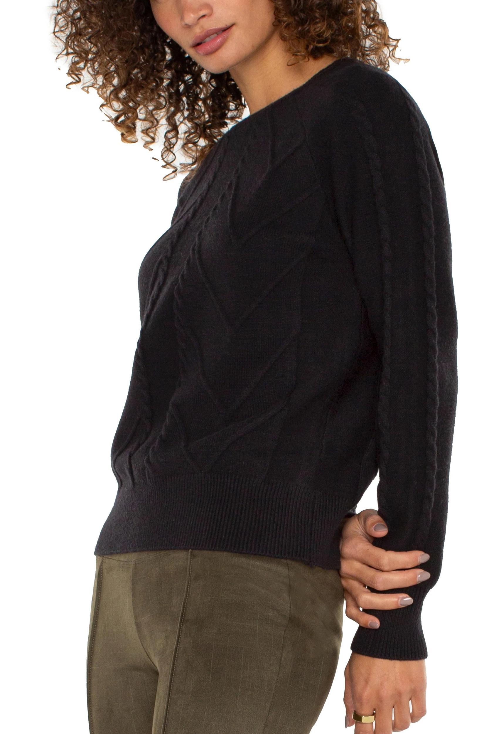 Long Sleeve Crew Neck Raglan Sweater Product Image