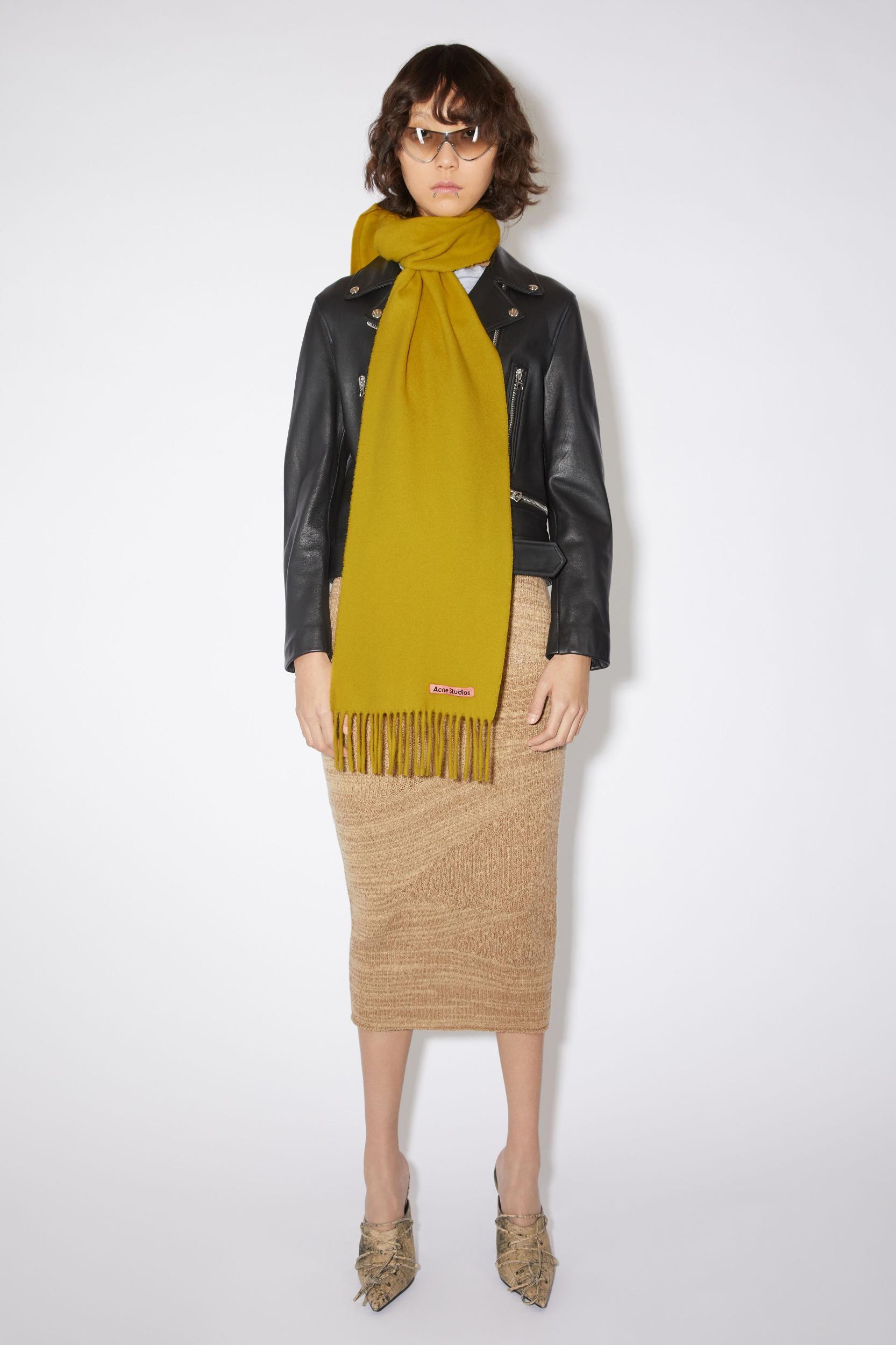 Fringe wool scarf - skinny Product Image