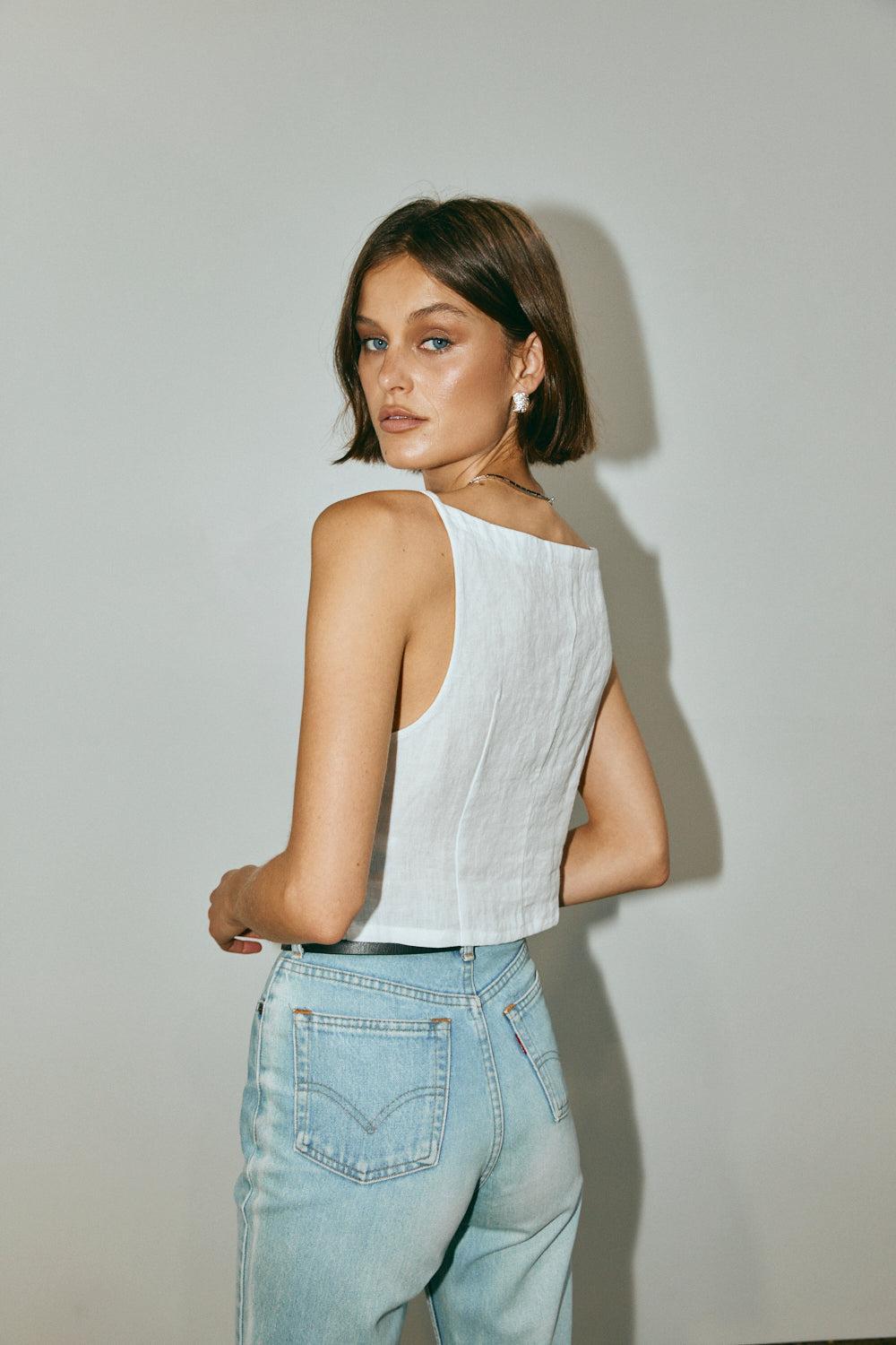 Rumi Linen Top White Product Image