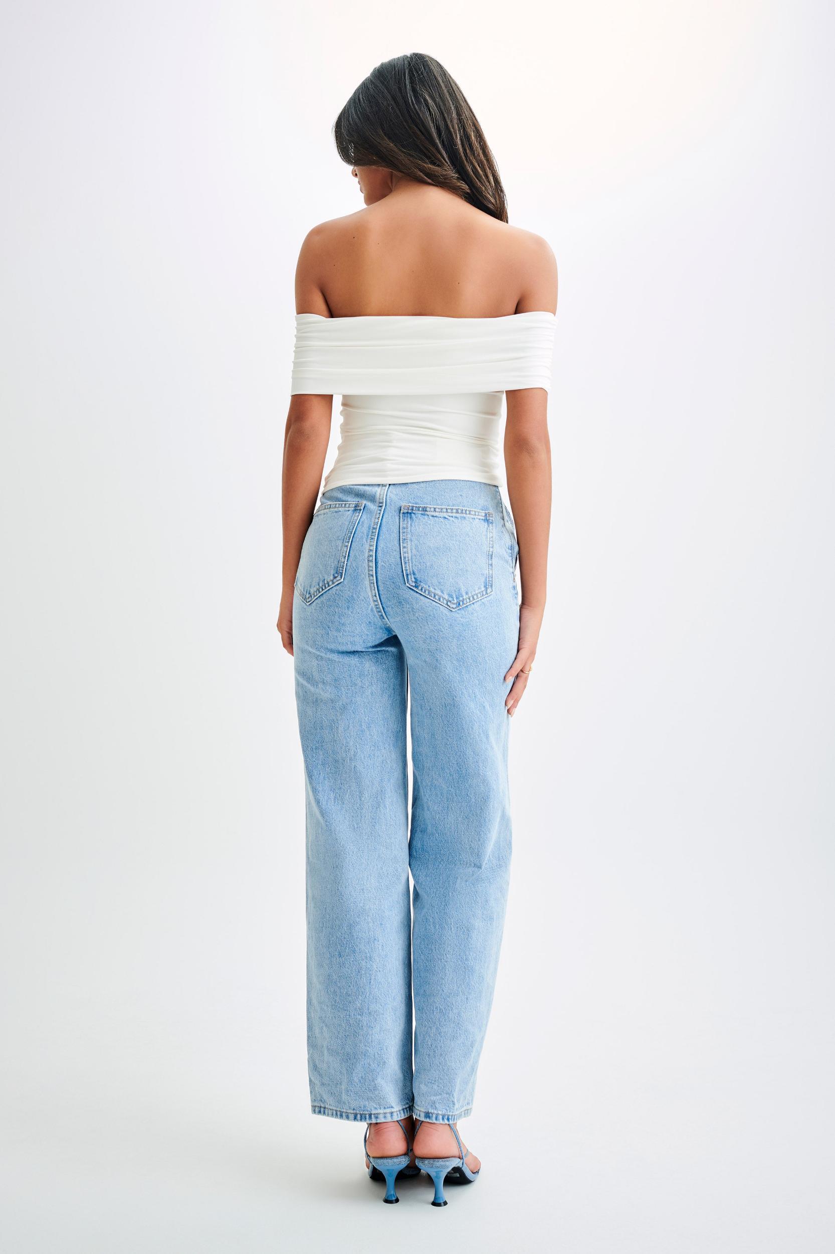 Meena Recycled Nylon Off Shoulder Top - White Product Image