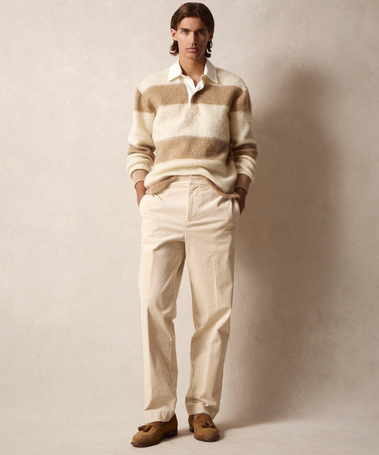 Mohair Striped Rugby Polo in Dark Wheat Product Image