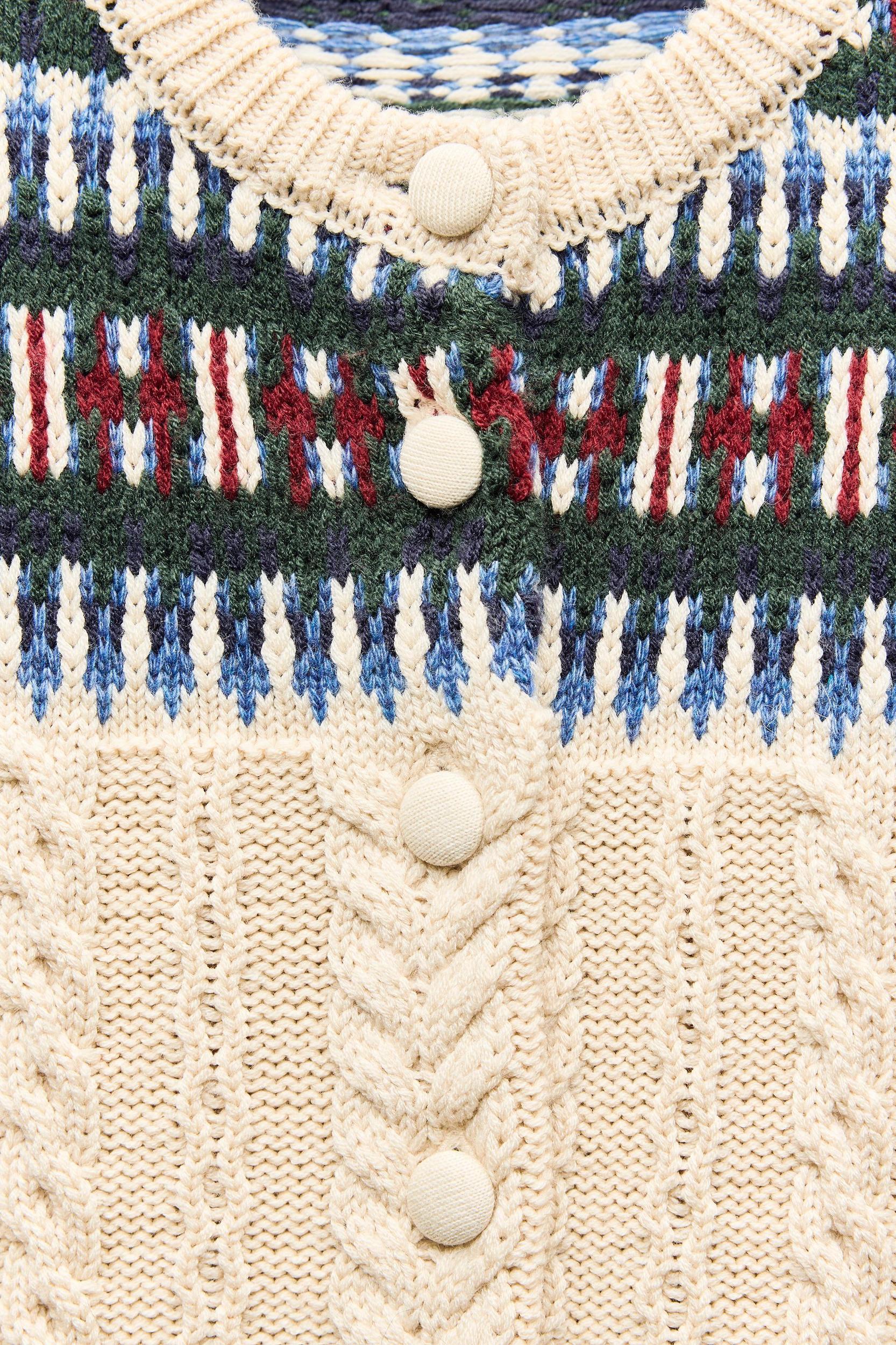 CONTRASTING JACQUARD KNIT CARDIGAN Product Image