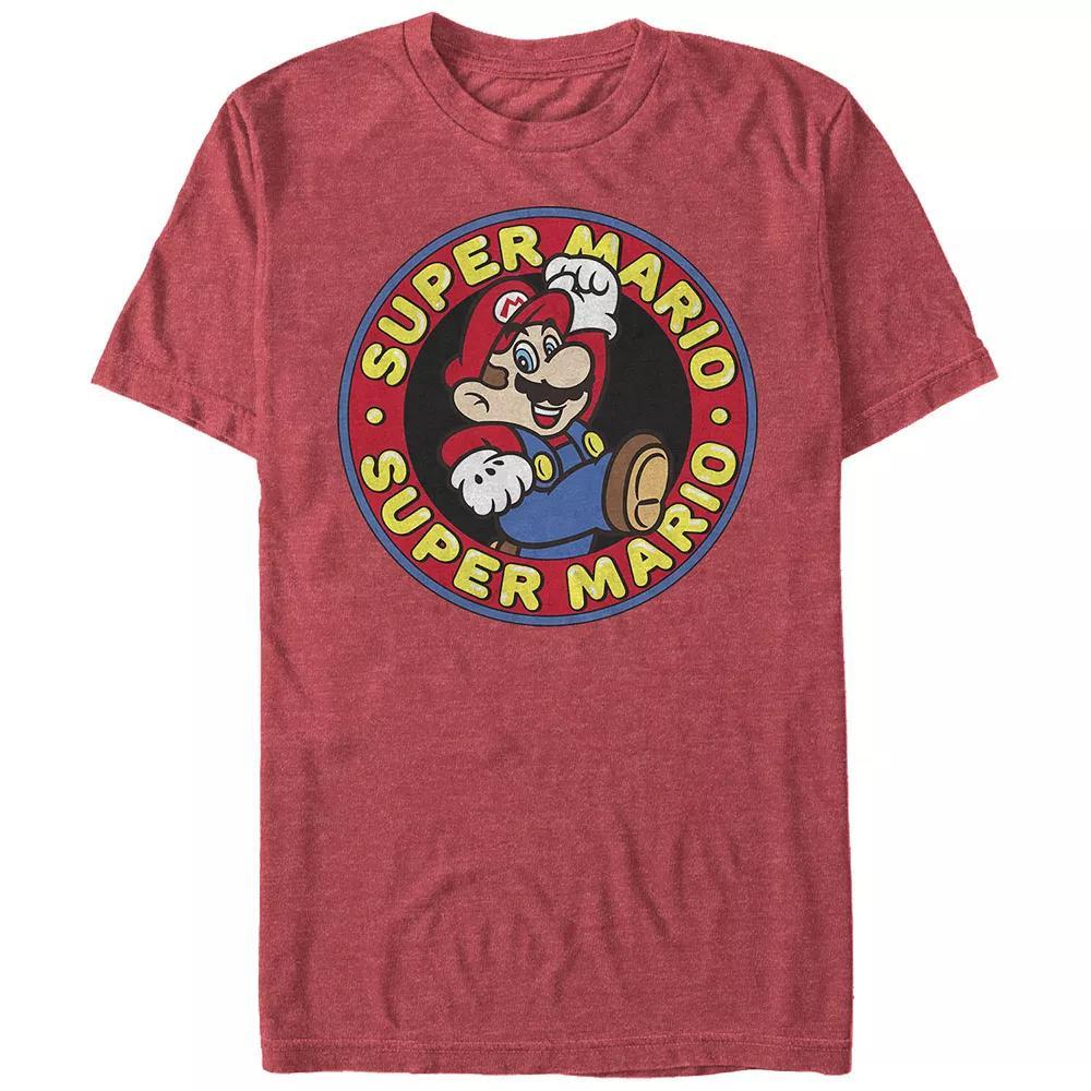Men's Super Mario Original 70s Logo Graphic Tee, Size: Large, Grey Heather Product Image