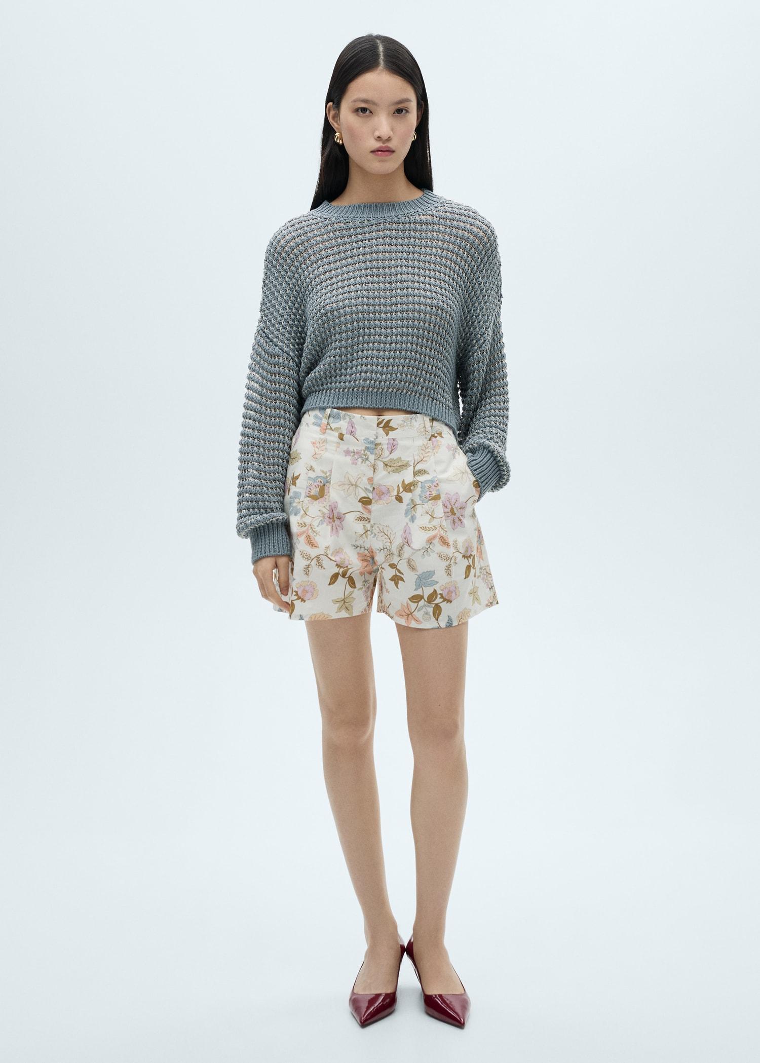 Oversized openwork knitted sweater - Women | MANGO USA Product Image