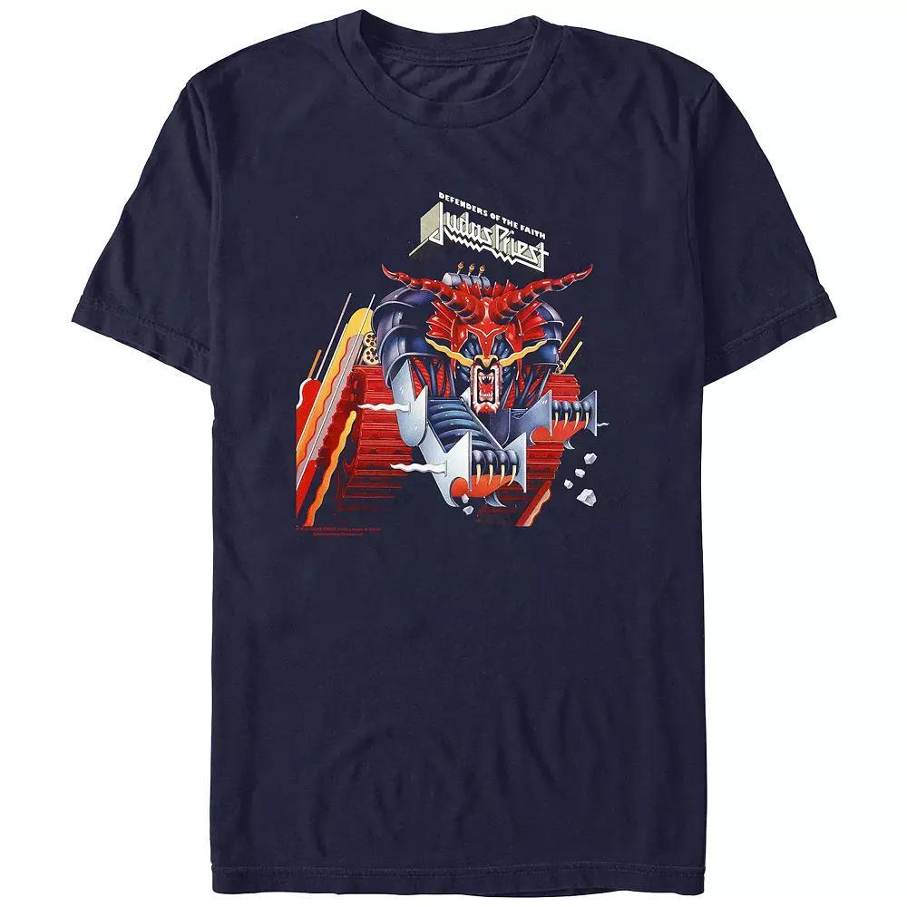 Men's Judas Priest Defenders Of The Fait Graphic Tee, Size: Large, Blue Product Image