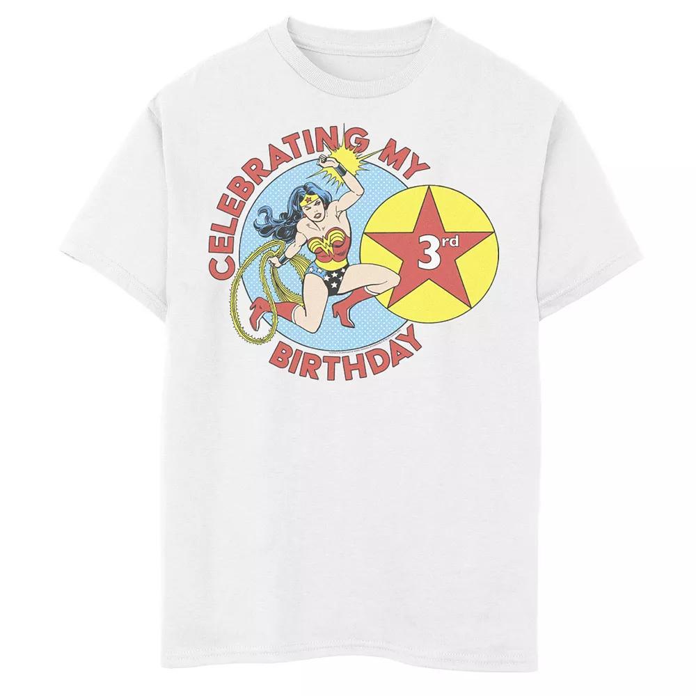 Boys 8-20 Wonder Woman 3rd Birthday Graphic Tee, Boy's, Size: Medium, White Product Image