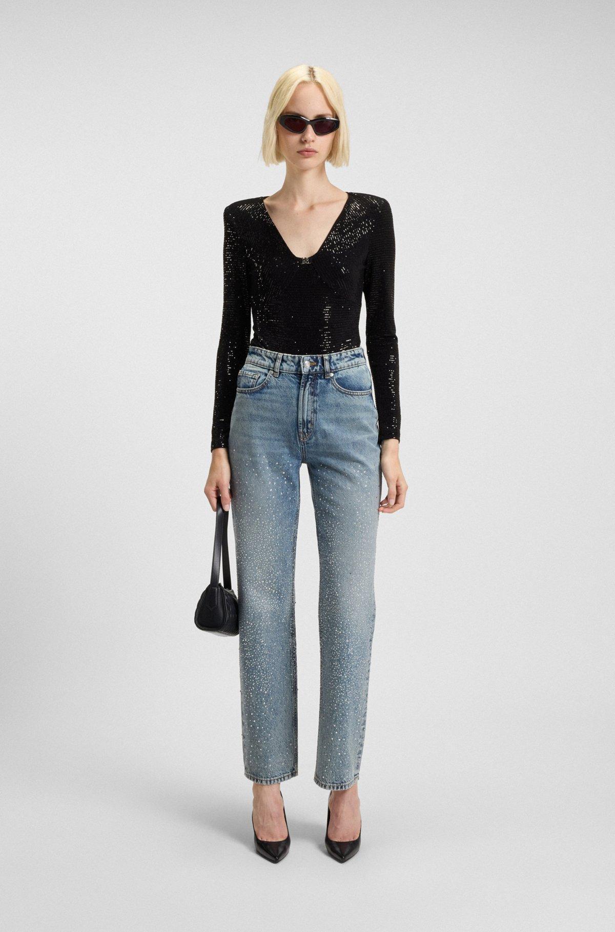 Sparkling bodysuit in stretch jersey with stacked-logo trim Product Image