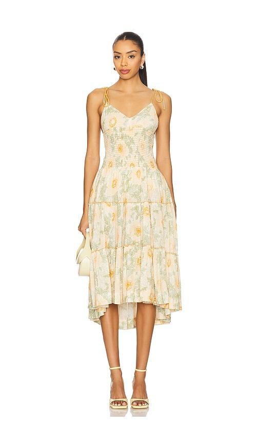 FREE PEOPLE Adriel Floral Print Knee Length Cami Dress In White Product Image