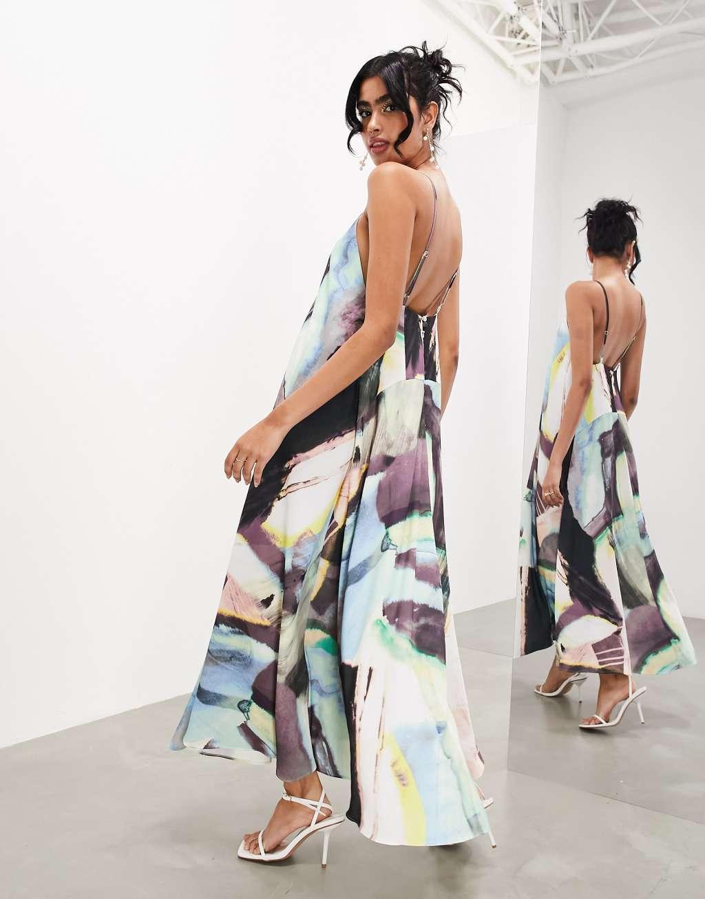 ASOS EDITION statement strappy v neck maxi dress Product Image