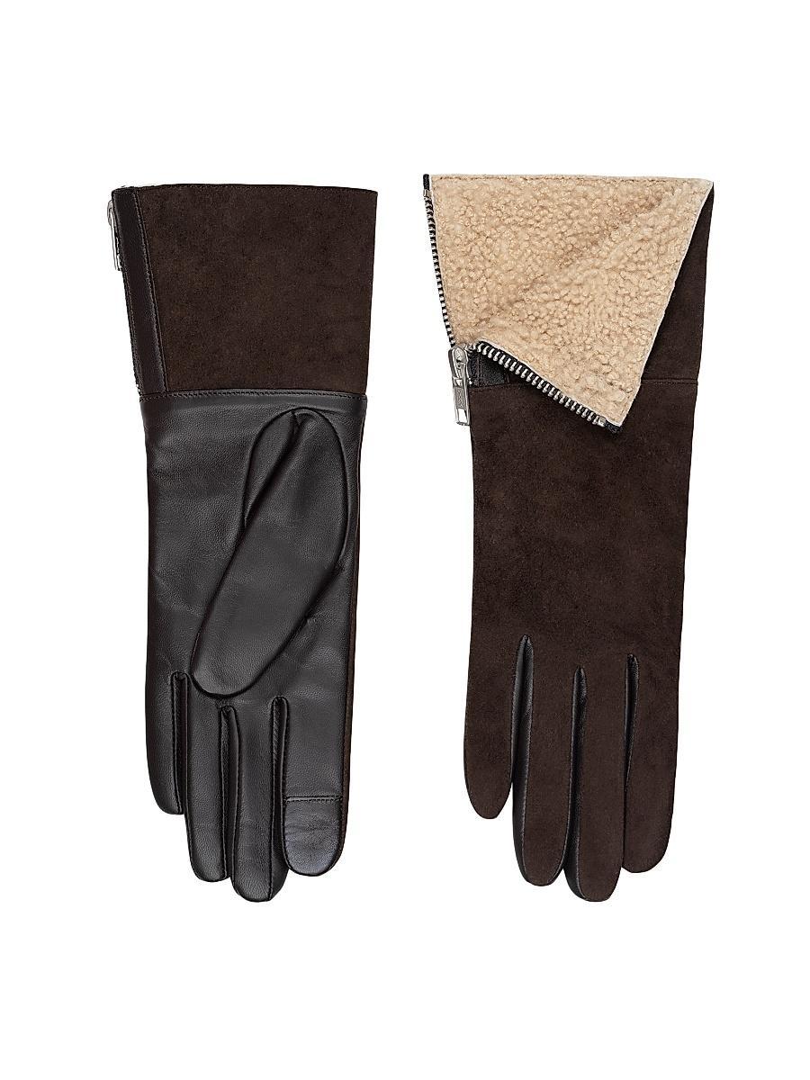 Womens Touch Tech Shearling-Lined Leather Gloves Product Image