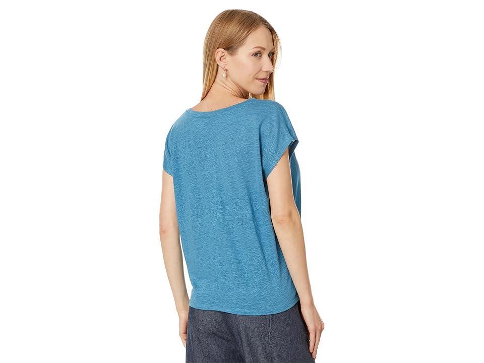 Eileen Fisher V-Neck Square Tee (Cascade) Women's Clothing Product Image