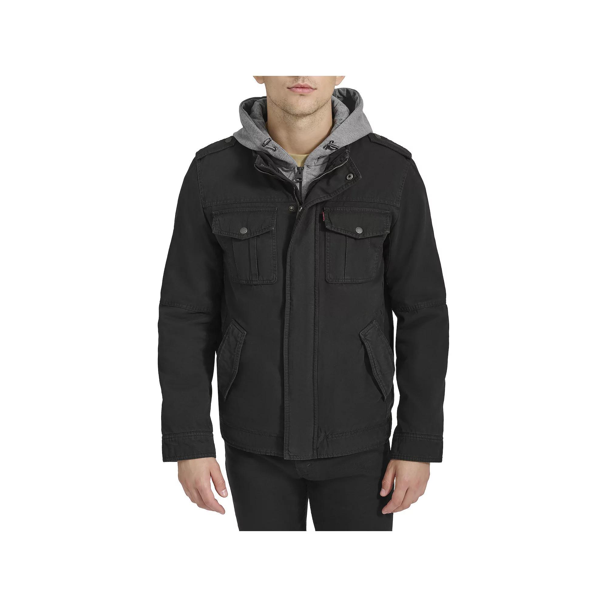 Men's Levi's® Cotton Hooded Quilt Lined Trucker Jacket, Size: Small, Worker Brown Product Image