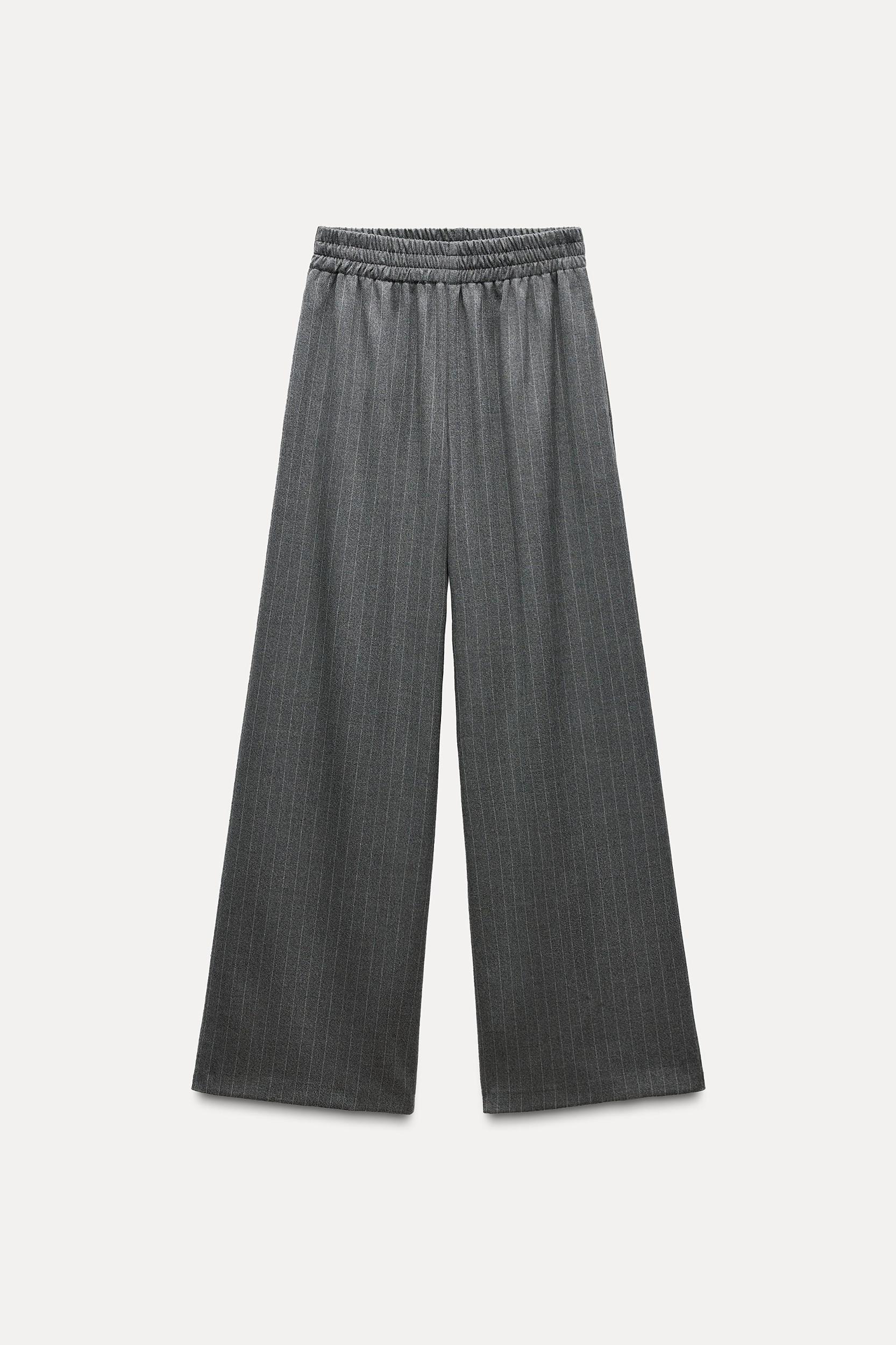 WIDE LEG PINSTRIPE PANTS Product Image