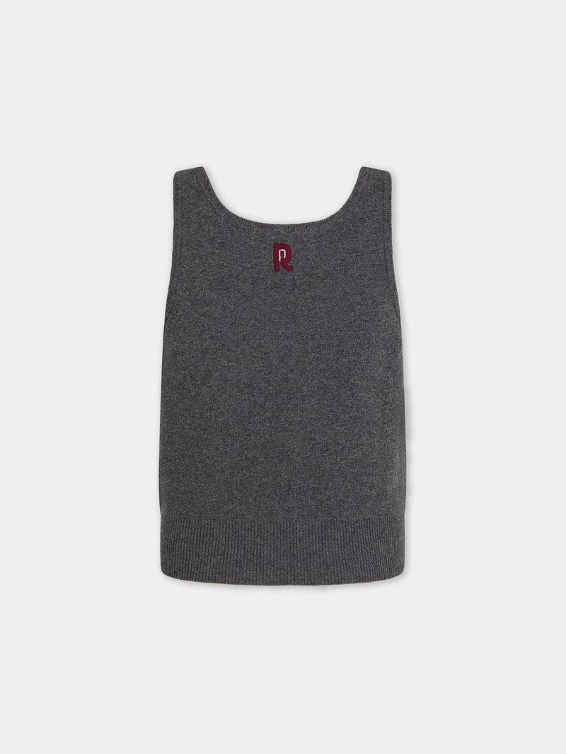 GREY SLEEVELESS JUMPER IN WOOL AND CASHMERE Product Image