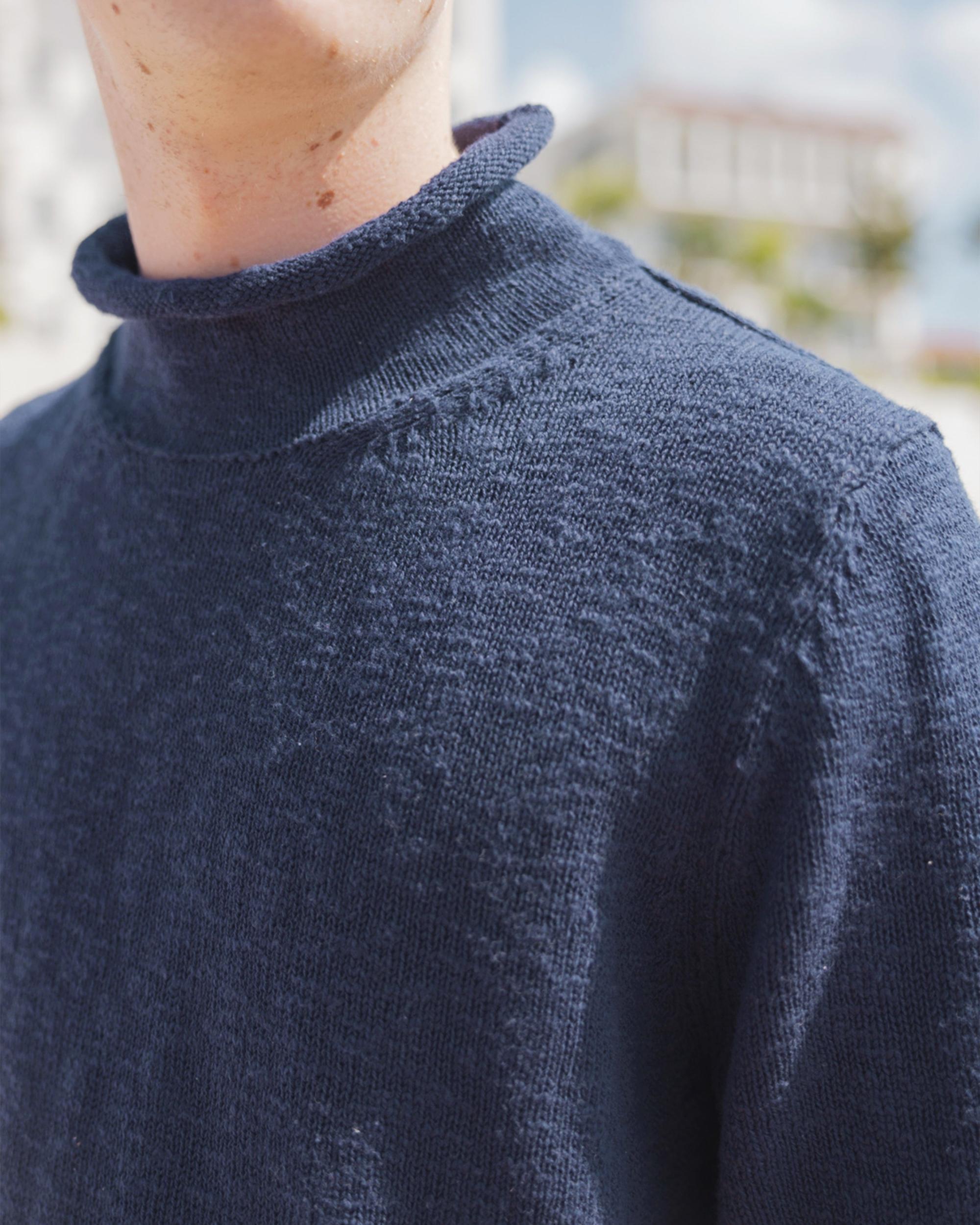 Homespun Fisherman's Sweater in Navy Product Image